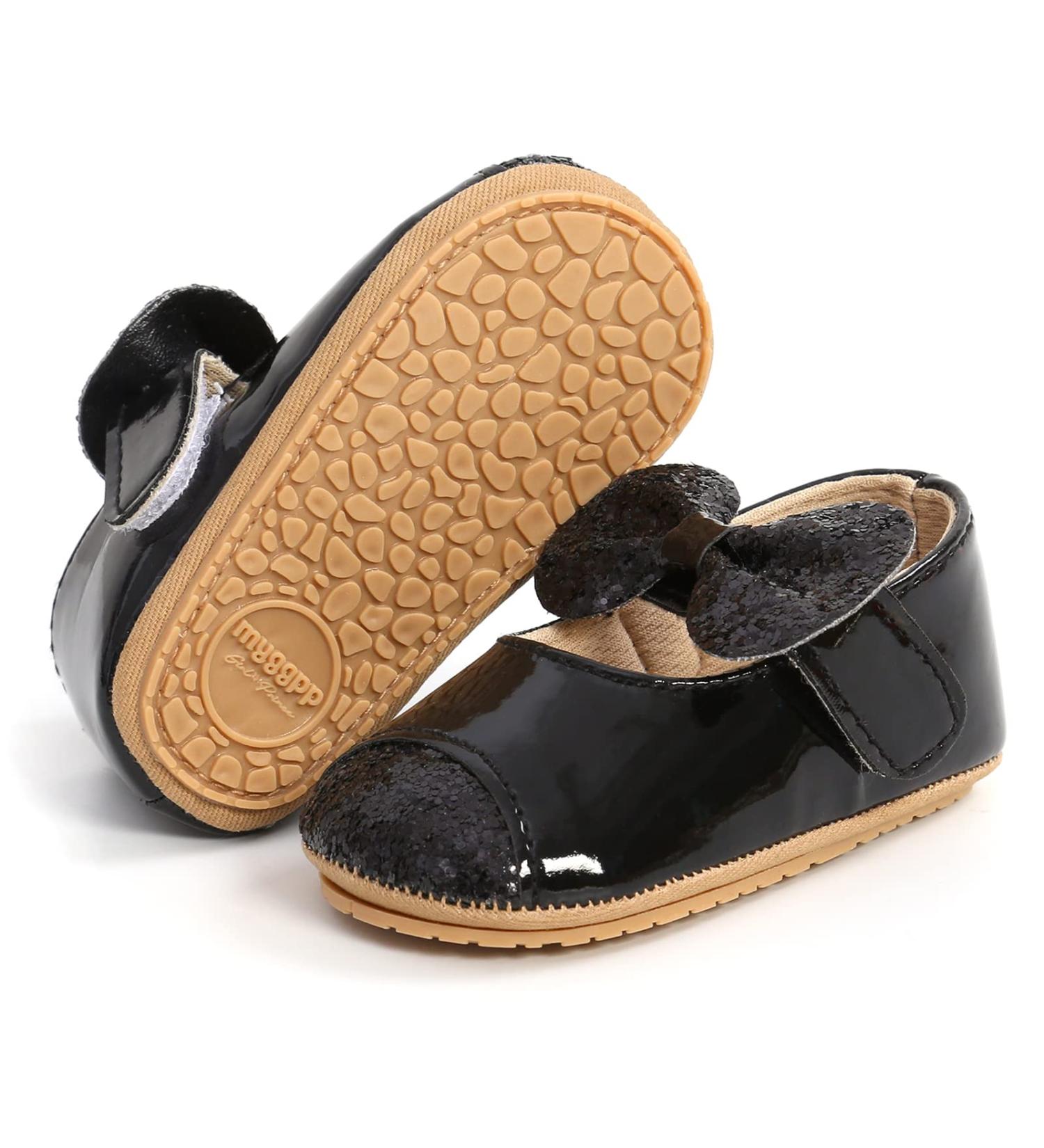 RVROVIC Baby Girl Moccasins - Princess Sparkly Soft Sole Shoes (Size 0-6 Months, Black) - Buy Online on GoSupps.com