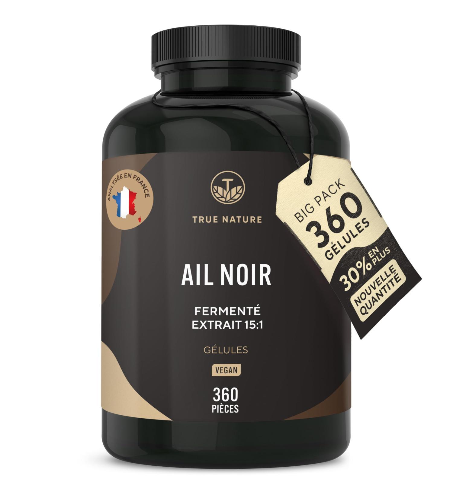 Fermented Black Garlic - 22500mg/day extra concentrated (15:1) - 360 Capsules Vegan - Immunity Heart Health & Blood Circulation - S-Allylcysteine - Without: Additives Gluten&Lactose - TRUE NATURE - Buy Online on GoSupps.com
