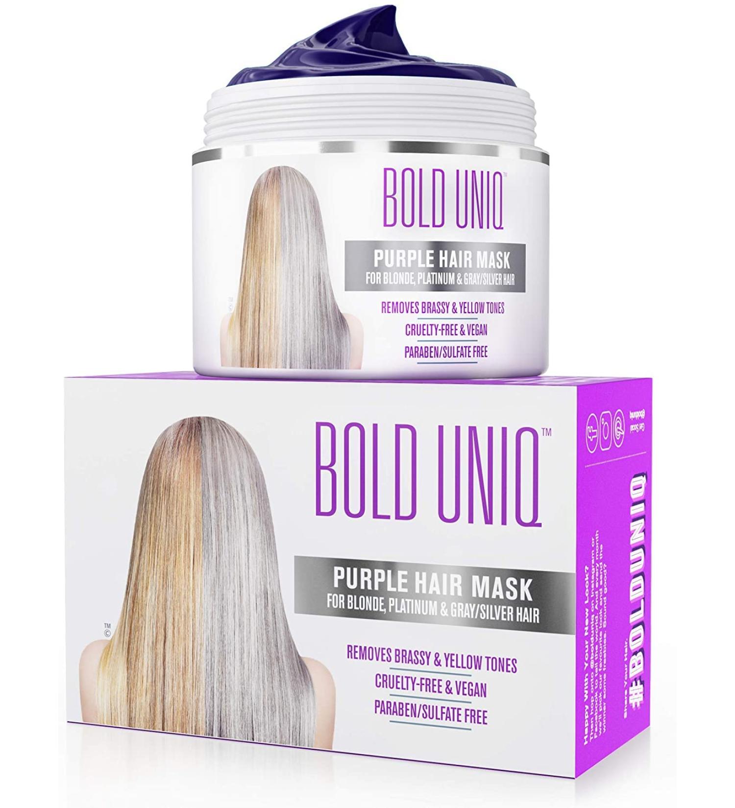 Bold Uniq Purple Hair Mask for Blonde, Platinum, Bleached, Silver Hair - 6.76 Fl Oz - Buy Online on GoSupps.com