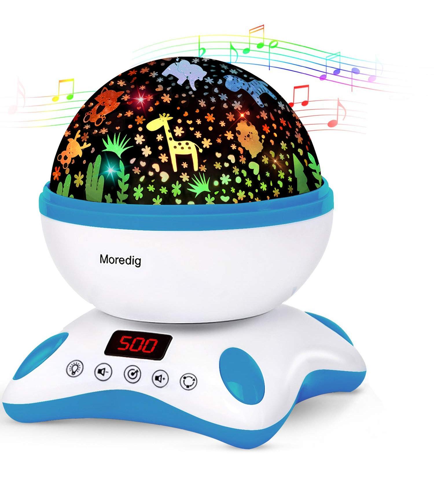 Moredig Baby Projector Night Light with Timer Remote, 12 Music, 8 Lighting Modes - Blue Night Light for Kids Bedroom | Perfect Gifts for Baby Boy - Buy Online on GoSupps.com