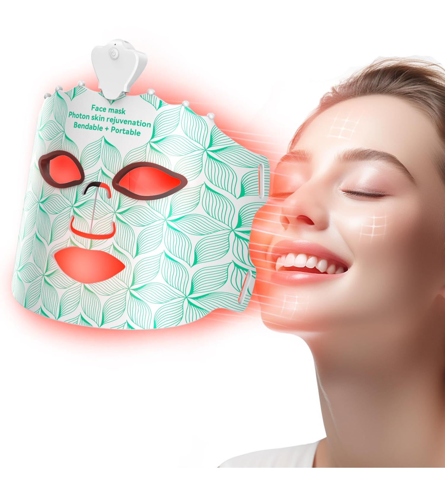 SAKOTISO LED Face Mask - 7 Color Light Therapy for Skin Care | Infrared & Blue Red Light Facial Treatment Black - Buy Online on GoSupps.com
