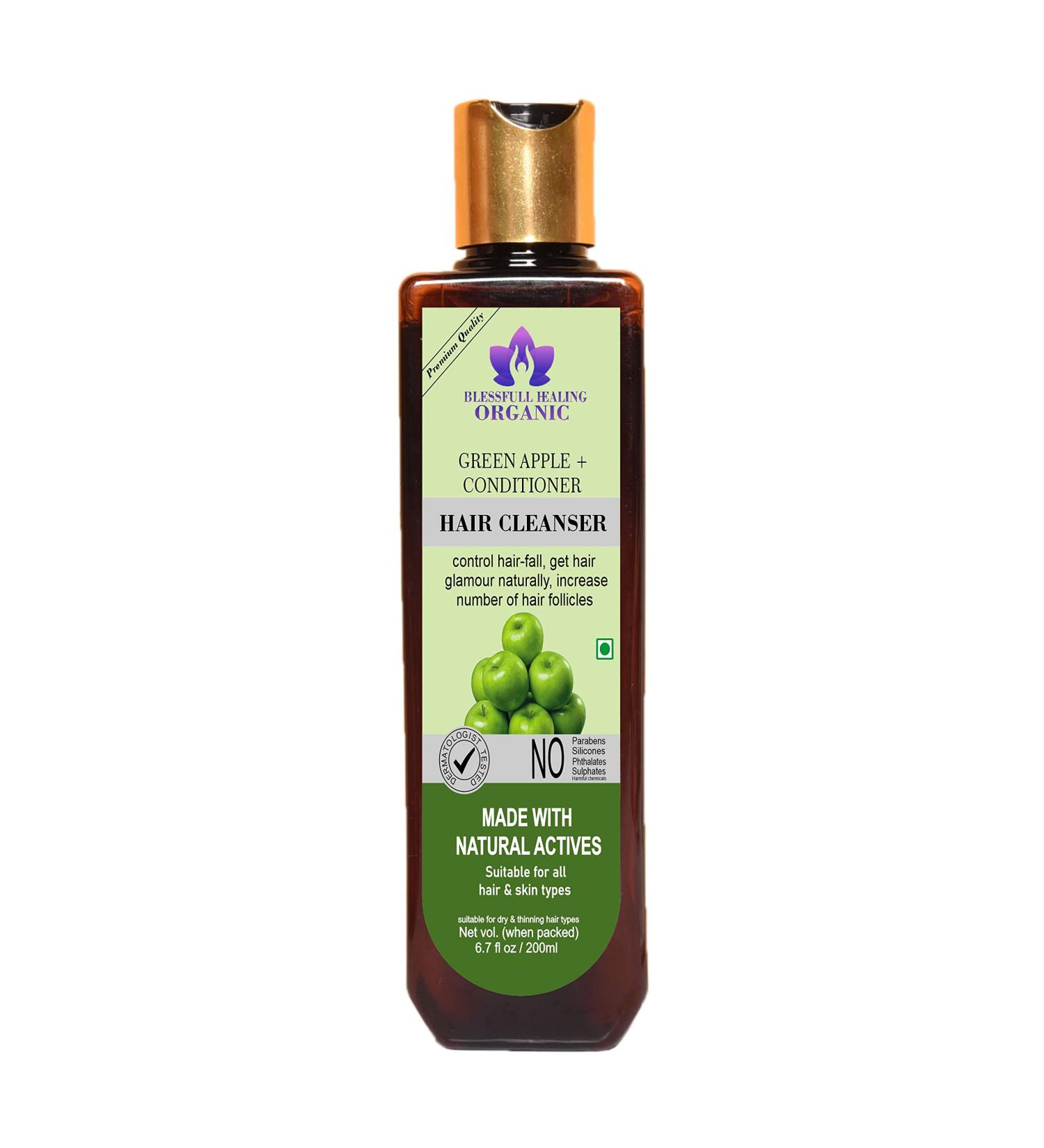 Blessfull Healing Organic Green Apple + Conditioner Hair Cleanser | Shampoo 300 ML (Packing May Vary) - Buy Online on GoSupps.com