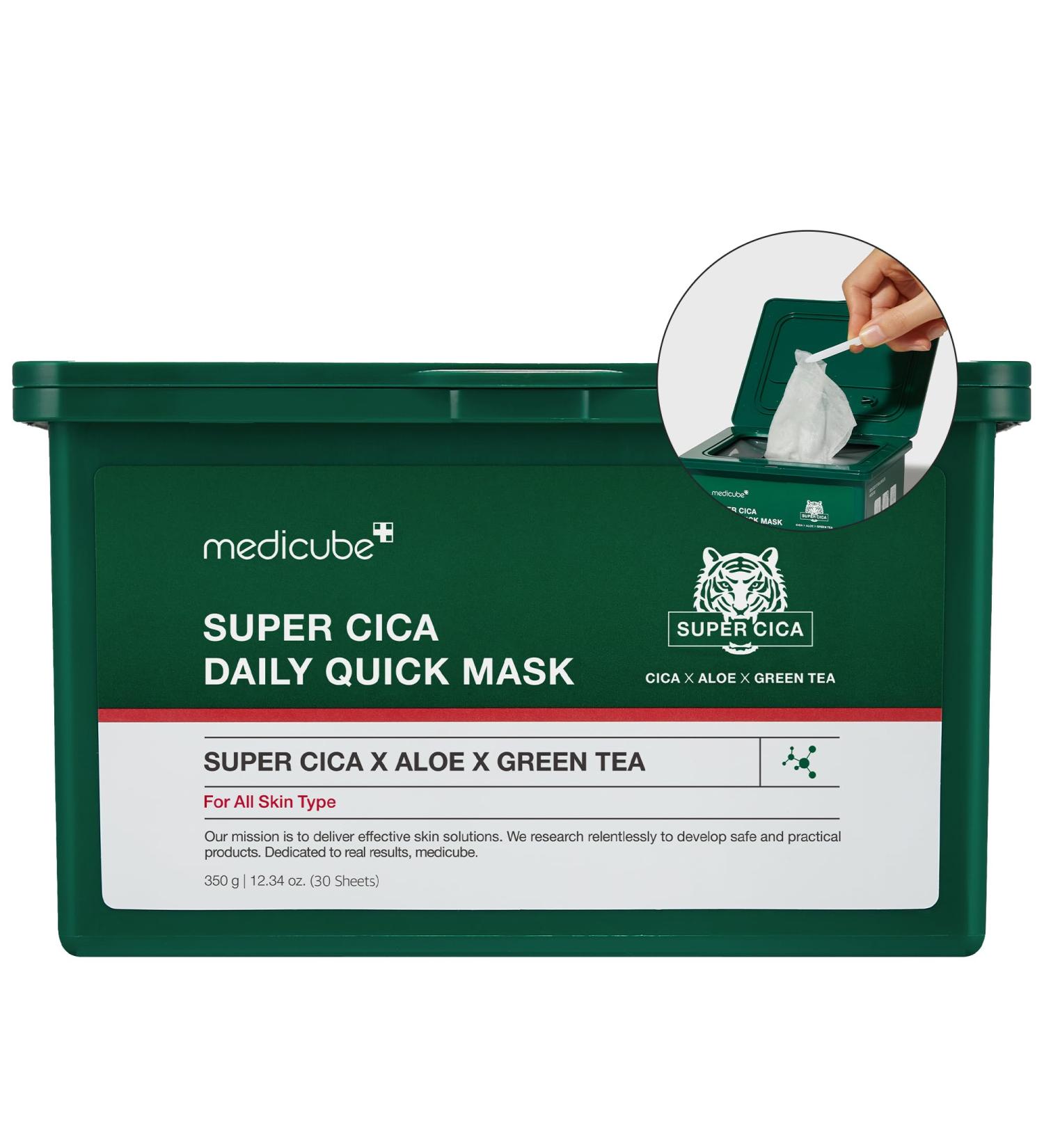 Medicube Super Cica Daily Quick Facial Masks - 30 Sheets | Soothing & Hydrating | 100% Vegan | Korean Skincare - Buy Online on GoSupps.com