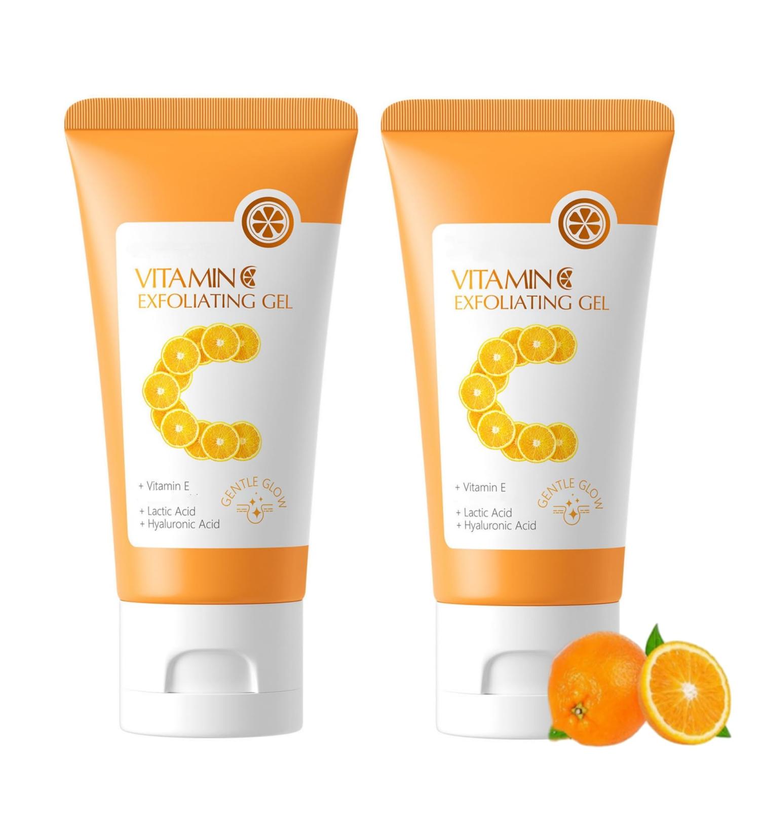 2PC Vitamin C Exfoliante Gel Scrub Mild Exfoliating Gel Scrub Exfoliating Cleansing Body Scrub Deep Clean Pores Remove Blackheads & Moisturize Skin for All Types Skin Facial Exfoliator - Buy Online on GoSupps.com