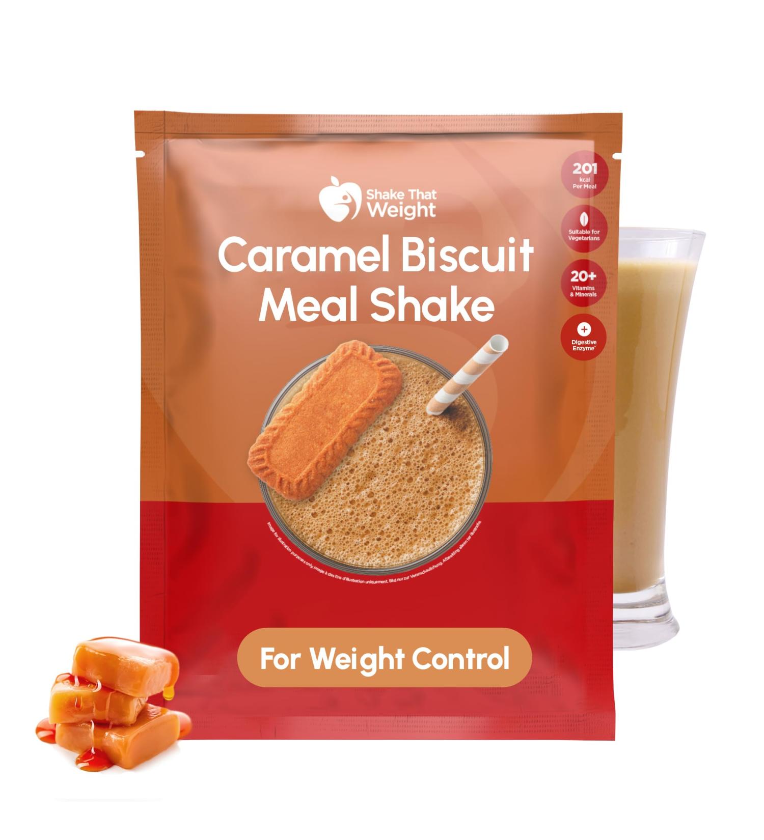  Shake That Weight Shake That Weight - Caramel Biscuit Meal Replacement Shake high in protein 18g vegetarian mix with water package - Buy Online on GoSupps.com