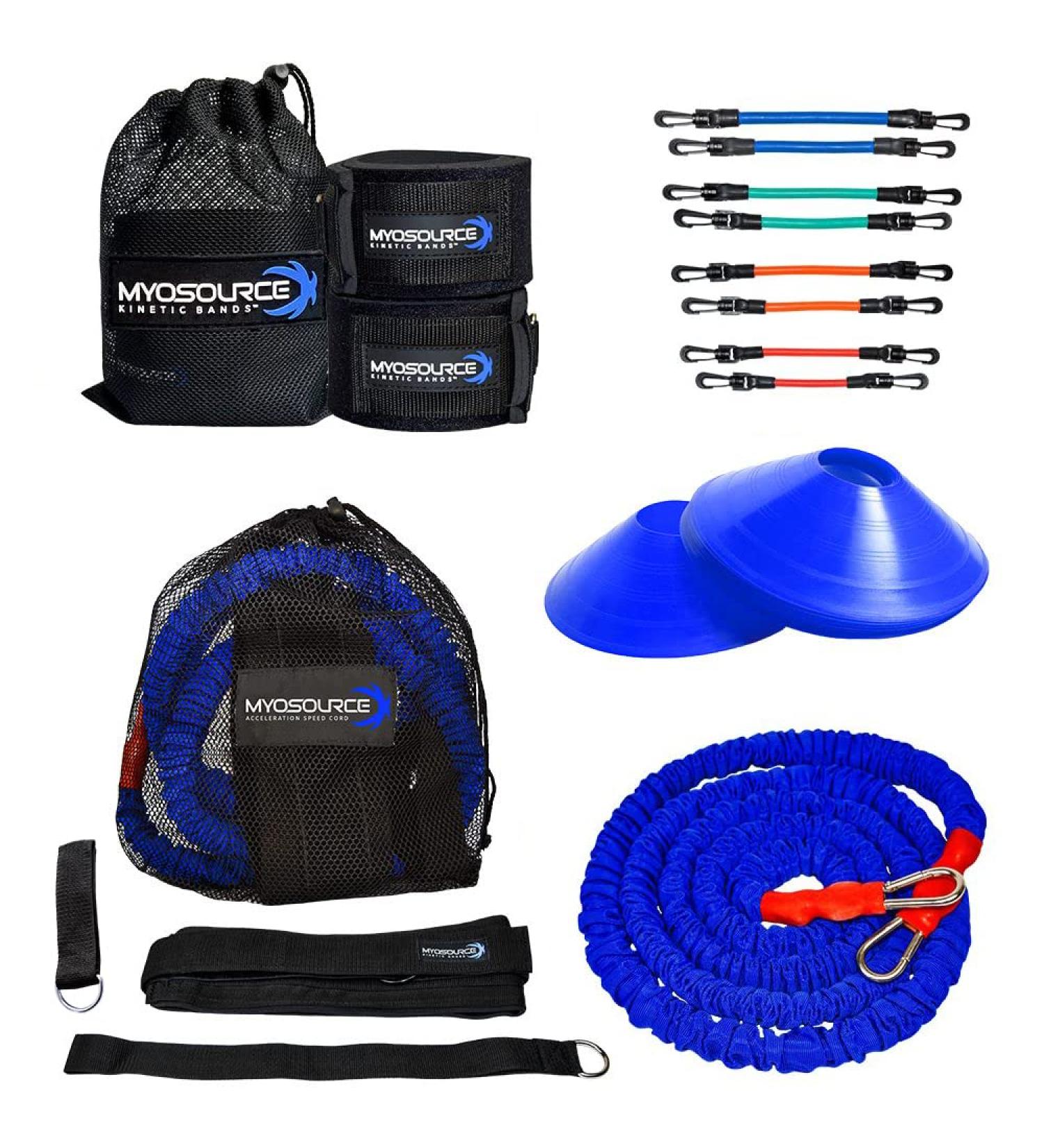 Acceleration Speed & Agility Training Kit | Leg Resistance Bands Bungee Cord & Quick Feet Cones for Football Soccer Basketball & Baseball - Medium Waist (32-39 inches - Buy Online on GoSupps.com
