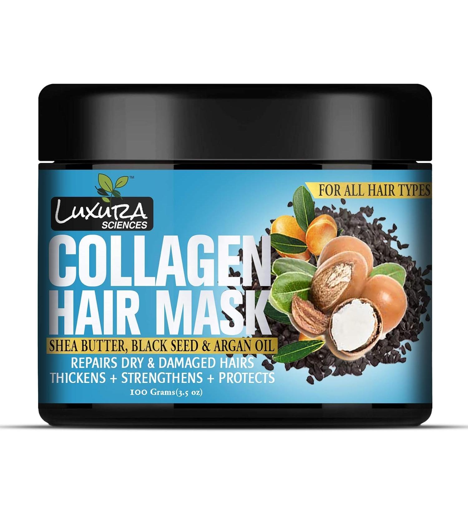 Collagen Hair Mask & After Shower Conditioner with Black Seed Oil Argan Oil & Shea Butter - Nourish Gorgeous Hair (100 gm - Buy Online on GoSupps.com