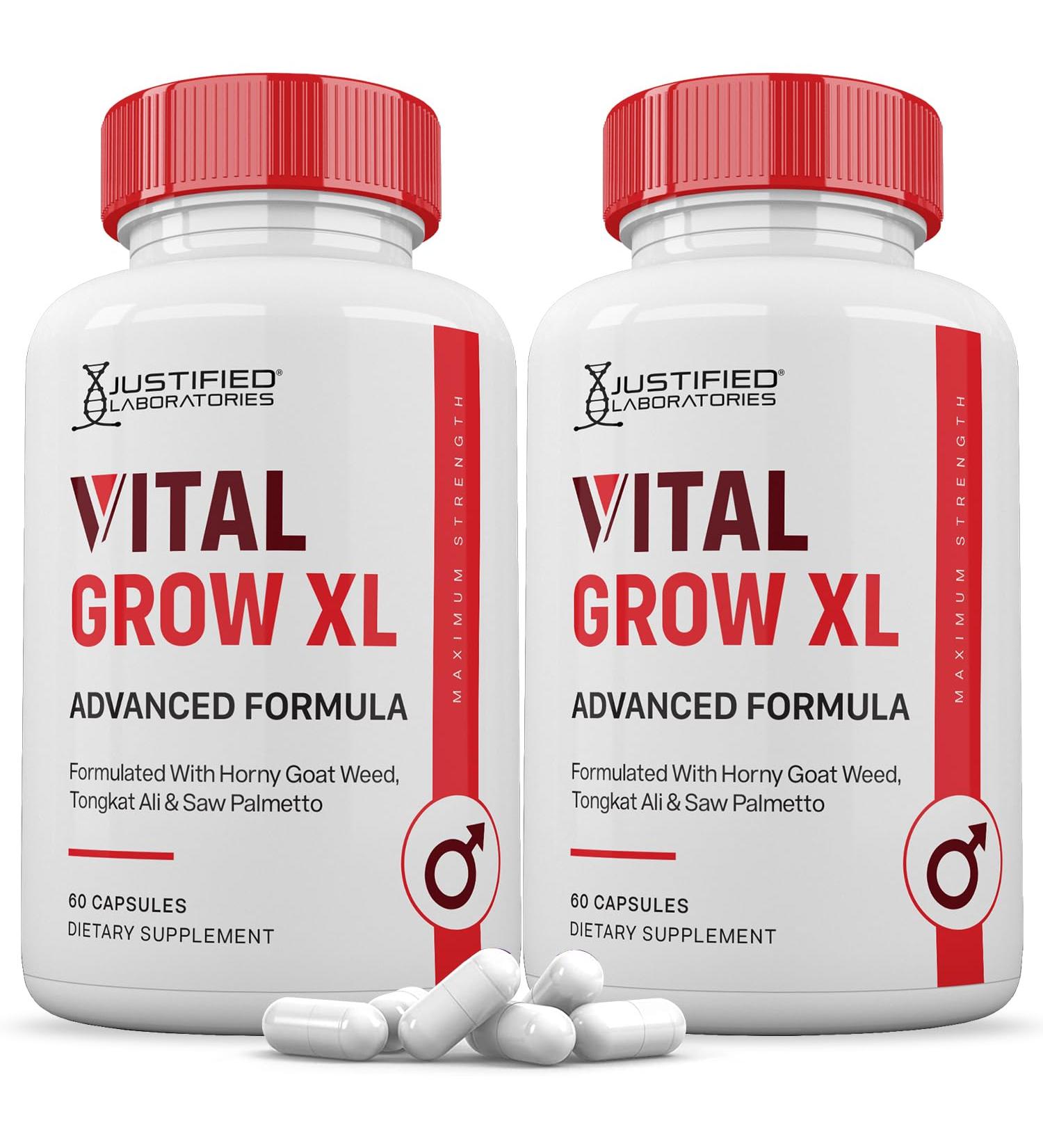 (2 Pack) Vital Grow XL Pills 1484MG Advanced Formula Proprietary Blend for Men 60 Capsules 60 Count (Pack of 2) - Buy Online on GoSupps.com