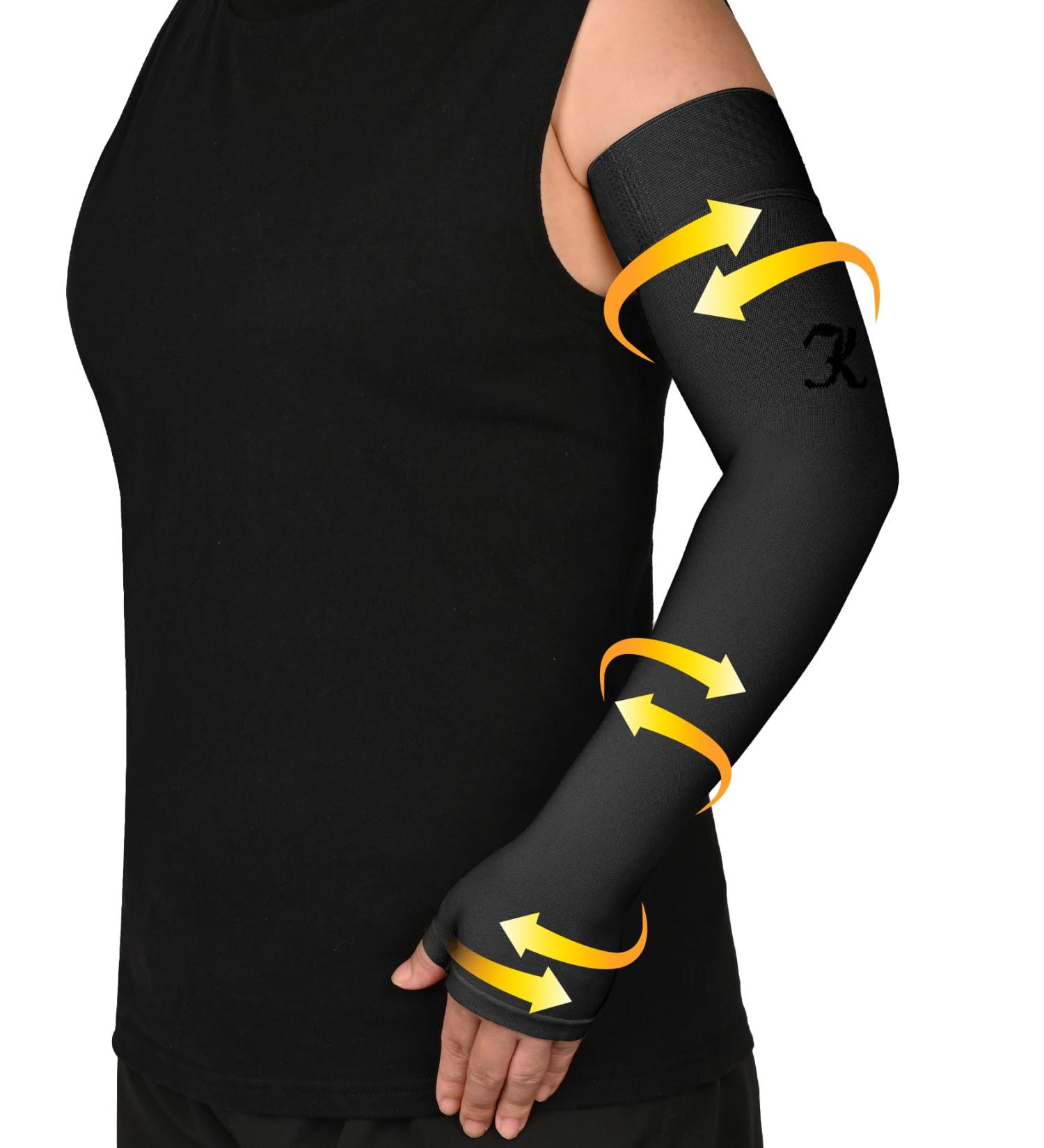 KEKING Lymphedema Compression Arm Sleeve with Gauntlet | 20-30 mmHg Medical Support for Pain Relief Arthritis & Swelling | Full Arm Brace for Men & Women | Single Black 3XL - Buy Online on GoSupps.com