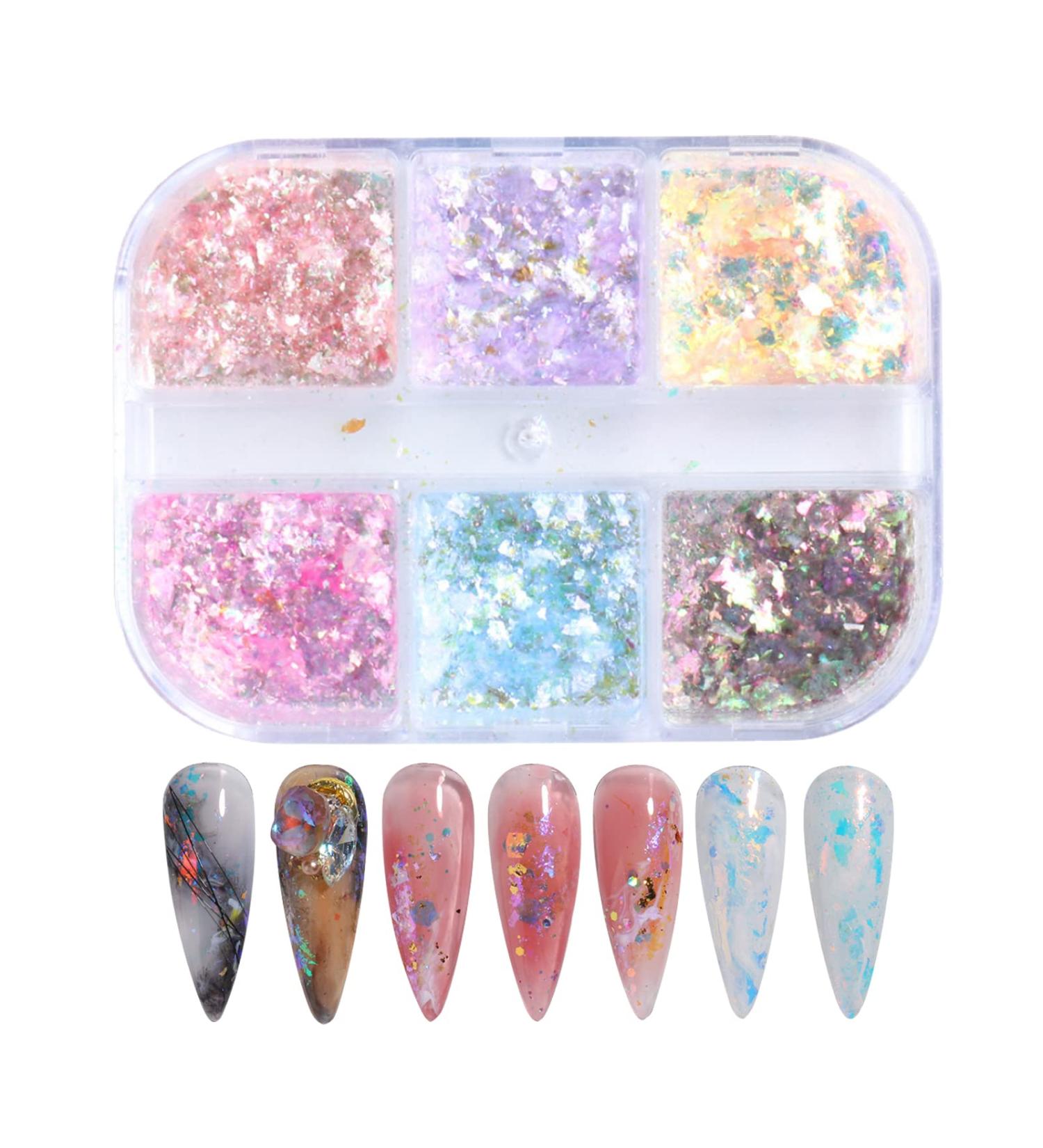 Holographic Mermaid Nail Art Glitter Sequins - 50g Irregular Aurora Opal Flakes for Nail Decoration - Buy Online on GoSupps.com