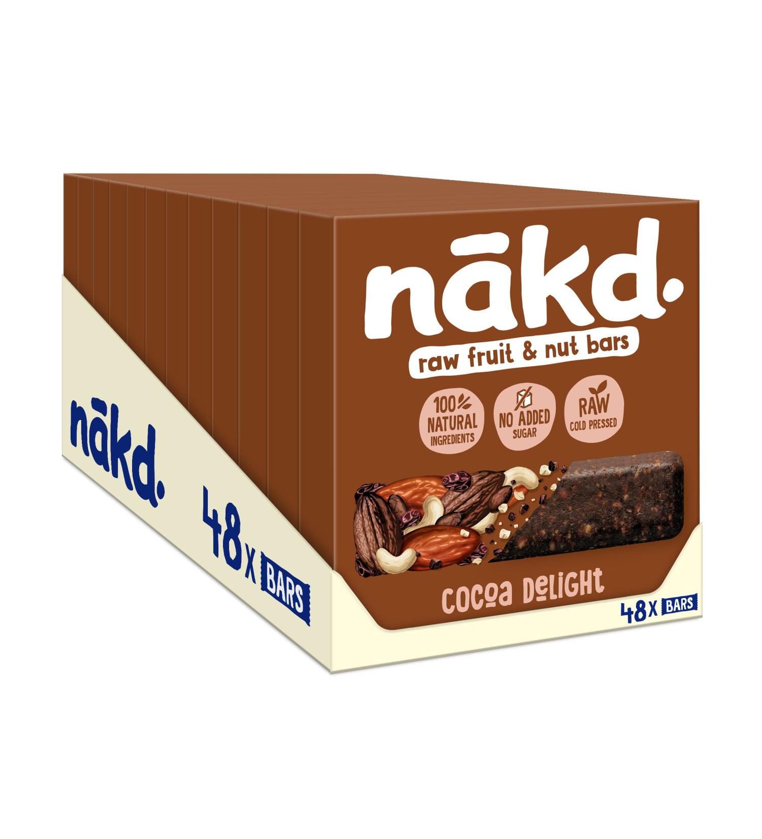 Nakd Cocoa Delight Vegan Fruit & Nut Bars - 48 x 35g - Gluten Free Healthy Snack - Buy Online on GoSupps.com