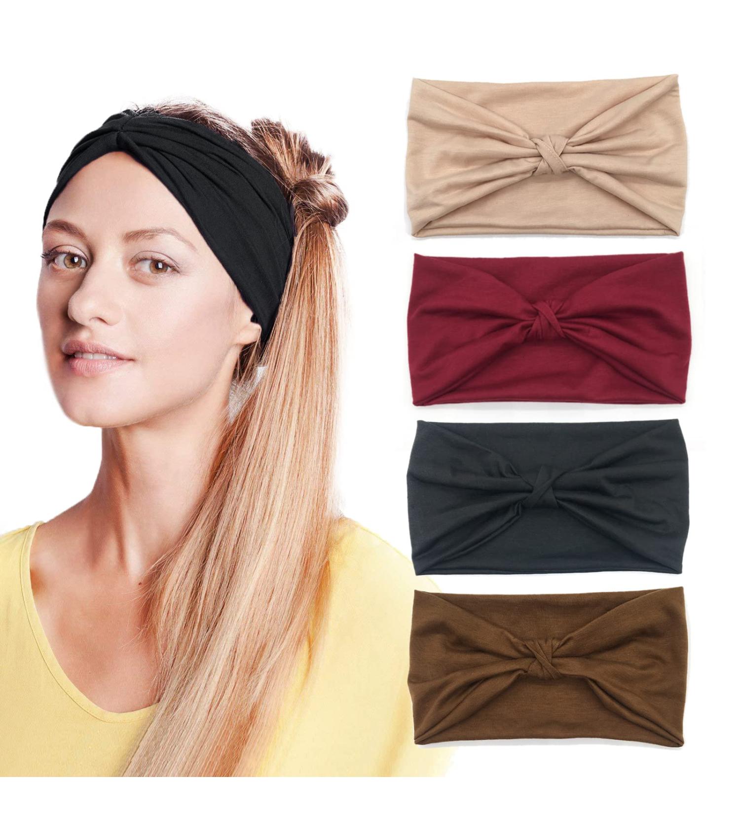 Tshaoun 4-Piece Breathable Hair Bands for Women - Elastic Hair Ties in 4 Colors for Yoga Running and Daily Use - Buy Online on GoSupps.com