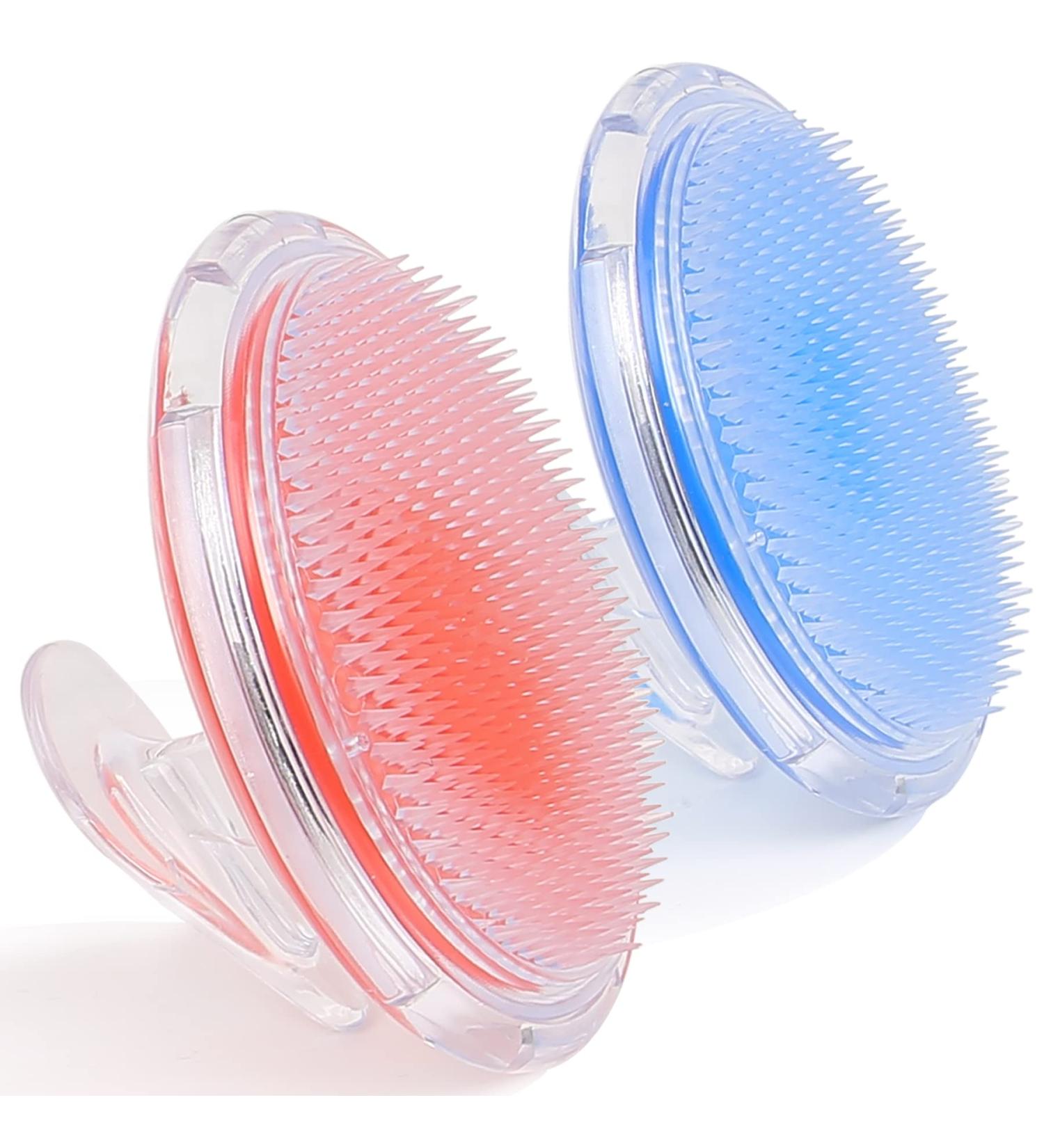 Aonee 2 Pack Exfoliating Brush Body Scrubber for Silky Smooth Skin - Razor Bump and Ingrown Hair Treatment - Shower Massage Brush for Men and Women - Blue Orange - Buy Online on GoSupps.com