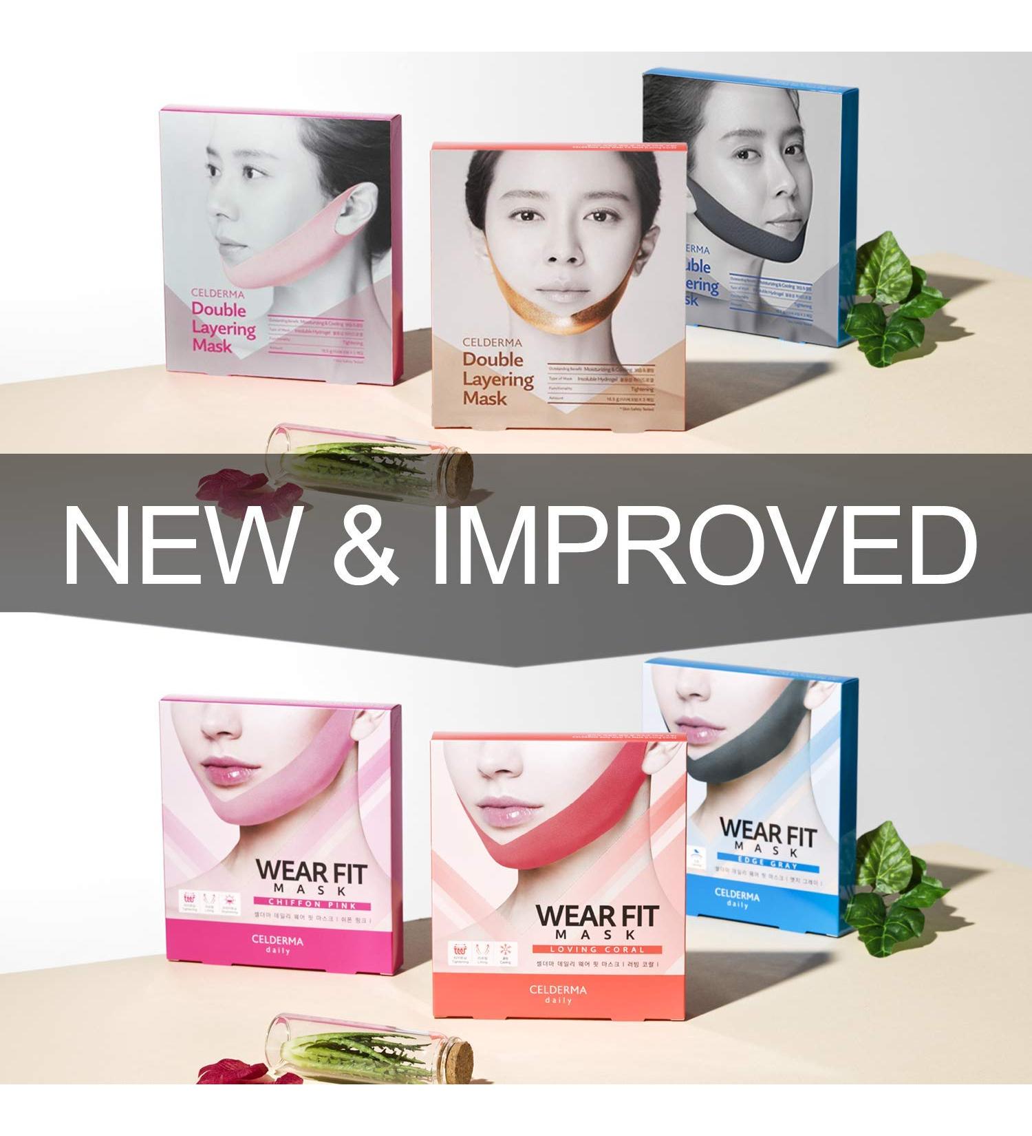 CELDERMA Daily Wear Fit Mask Chiffon Pink 5pcs - V Line Lifting Hydrogel Collagen Chin Mask | K-beauty Face Shaping Jaw Slimmer Strap - Buy Online on GoSupps.com