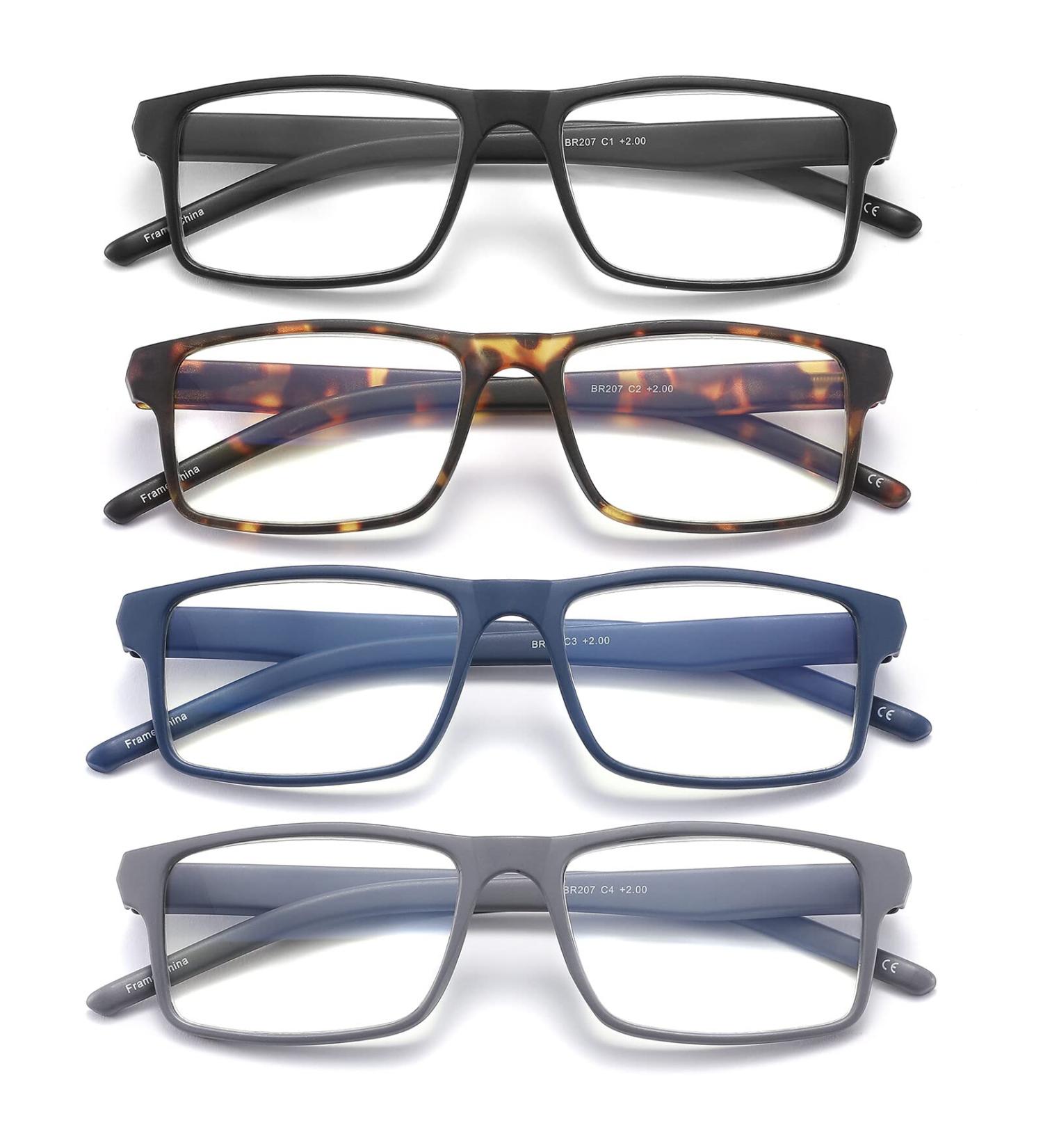 4 Pack Blue Light Blocking Computer Readers - JAWSOCK Rectangular Frame Glasses for Men Women, Anti-Eyestrain/UV, 1.5x Magnification - Buy Online on GoSupps.com