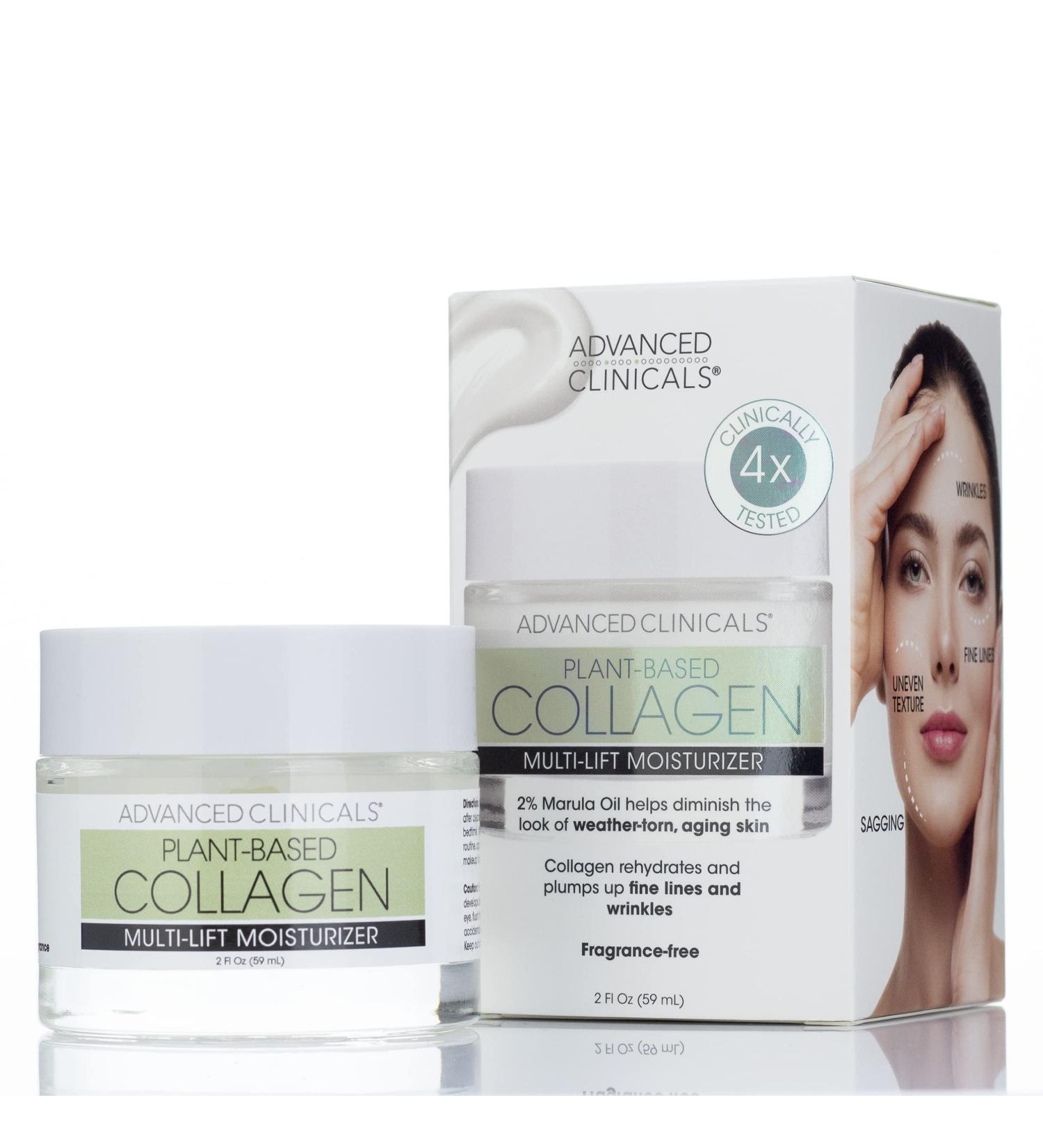 Advanced Clinicals Collagen Cream Facial Moisturizer with Hyaluronic Acid - Anti-Wrinkle Skin Care Face Lotion for Plumping, Firming, and Smoothing Fine Lines, Sagging Skin, and Wrinkles - 2 Fl Oz - Buy Online on GoSupps.com