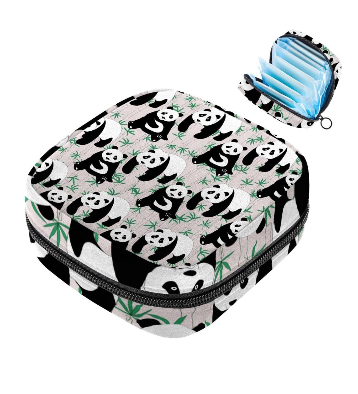 Portable Women's Panda Bamboo Pattern Napkin Storage Bag | Cute Menstruation & First Period Essentials - Buy Online on GoSupps.com