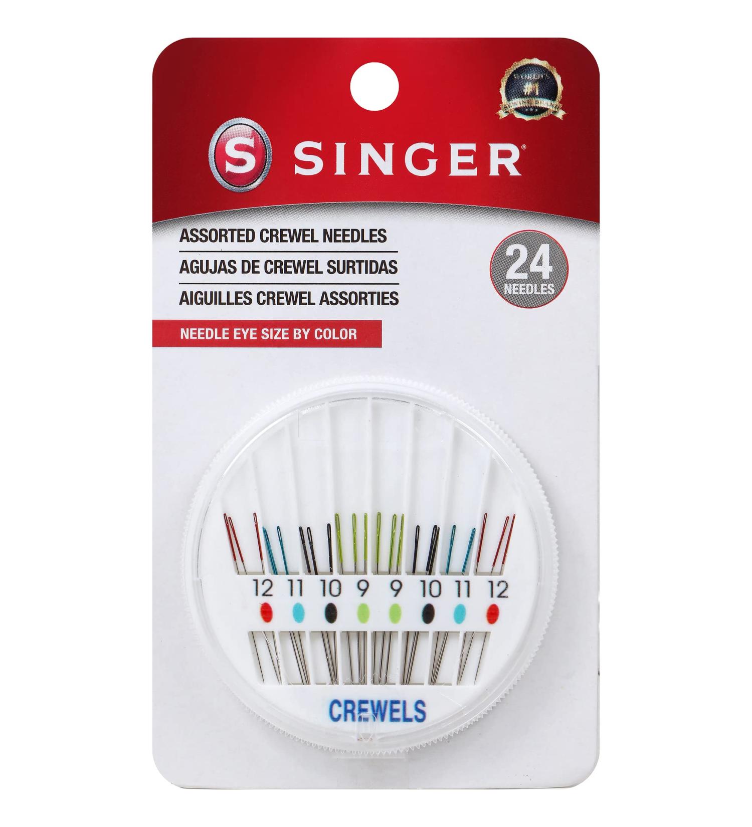 SINGER Crewel Needles Set - Assorted Sizes 9, 10, 11, 12 - Pack of 24 Compact Sewing Needles - Buy Online on GoSupps.com