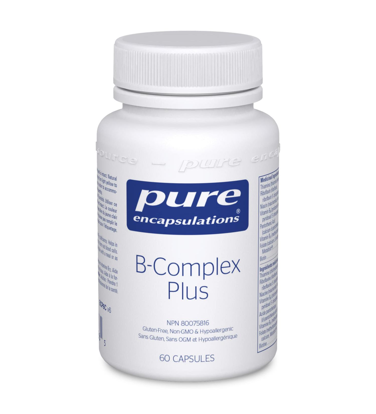 Pure Encapsulations B-Complex Plus - B Vitamins Supplement to Support Neurological Health Cardiovascular Health & Energy Levels* - With Vitamin B12 & More - 60 Capsules 60 count (Pack of 1) - Buy Online on GoSupps.com