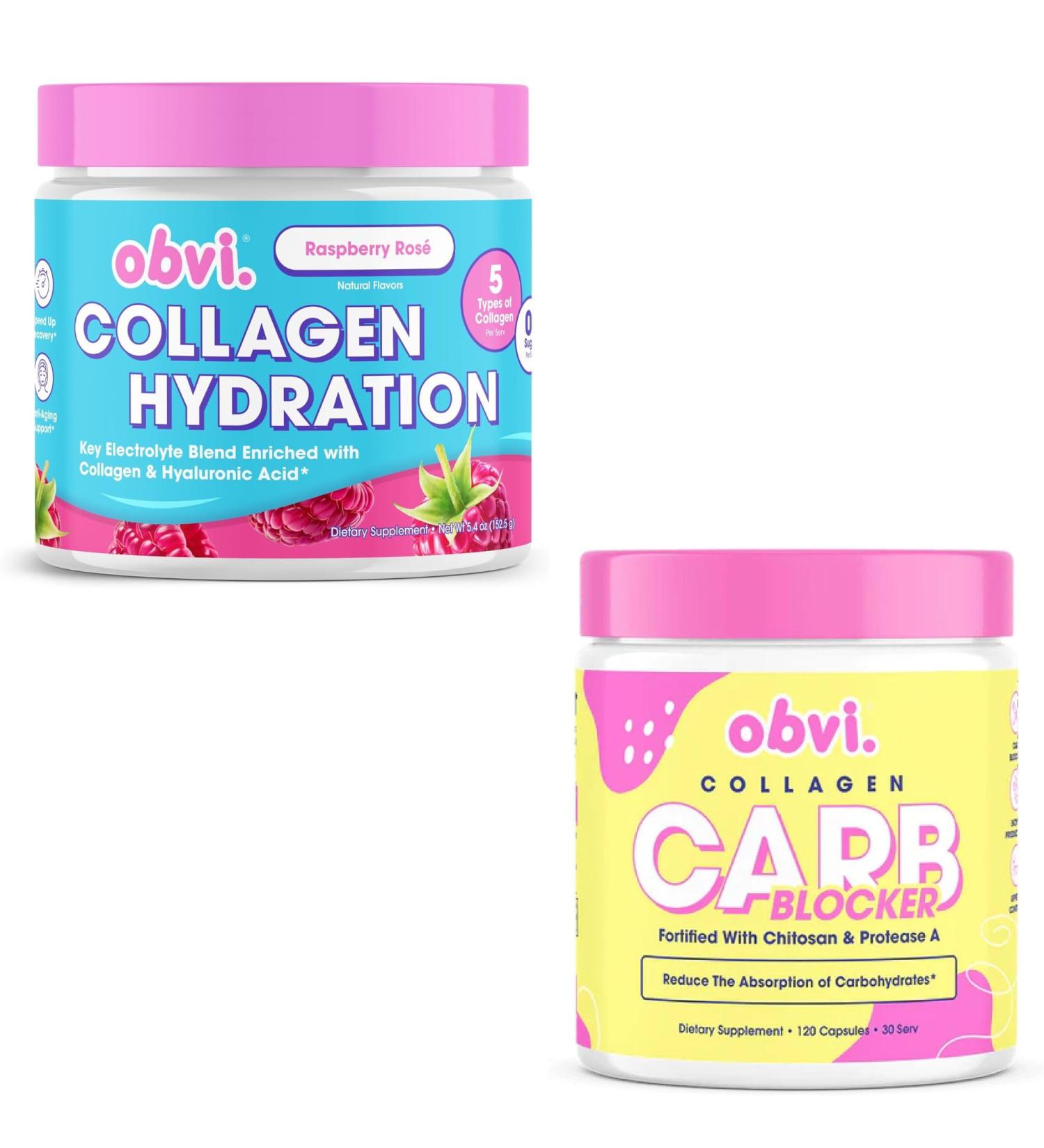 Obvi Hydration Powder and Guilt Free Carb Blocker |Electrolyte & Collagen Peptide Complex| Support Weight Management Healthier Nails & Longer Hair Enzyme Production - Buy Online on GoSupps.com
