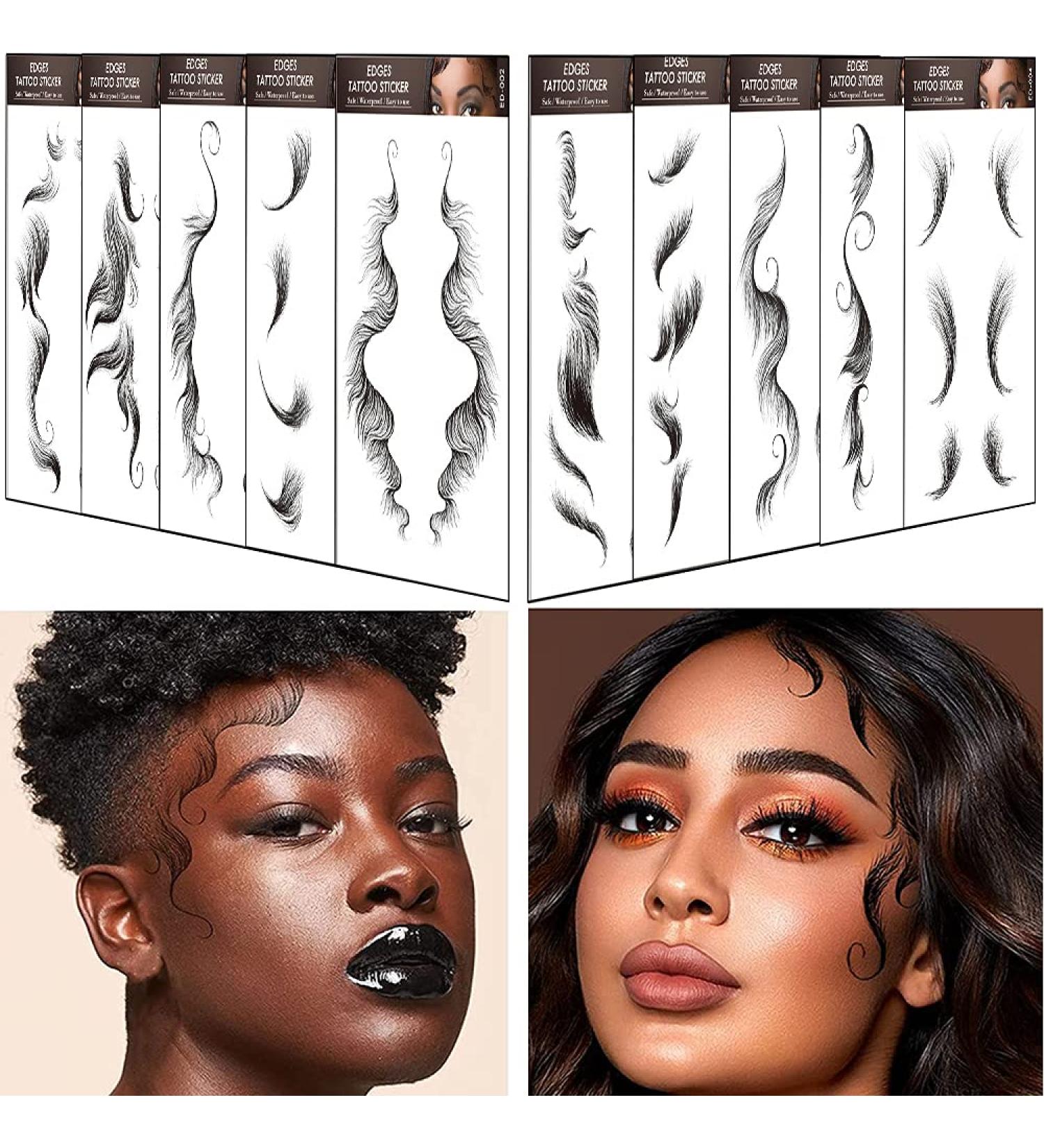 Bangs Tattoo Sticker Set - Waterproof Fake Fringe Hair Edge Stickers for Women & Girls - Natural Fashion Look - 10 Styles - Novelty Wig Beauty DIY - Includes 10 Sheets of Temporary Tattoos - Buy Online on GoSupps.com