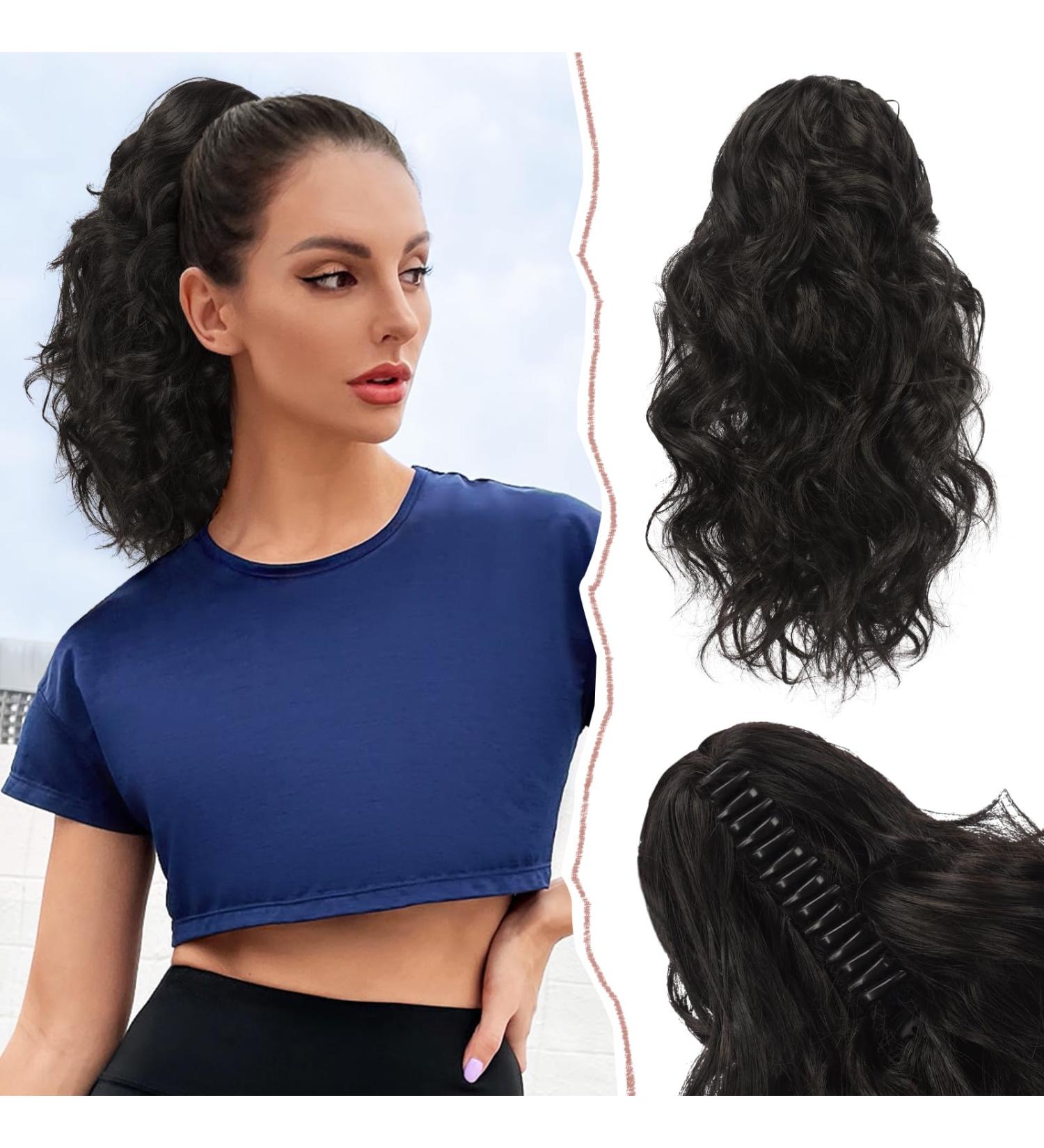 Sofeiyan 13 Inch Curly Ponytail Extension Claw Clip - Natural Black Synthetic Hairpiece for Women - Buy Online on GoSupps.com