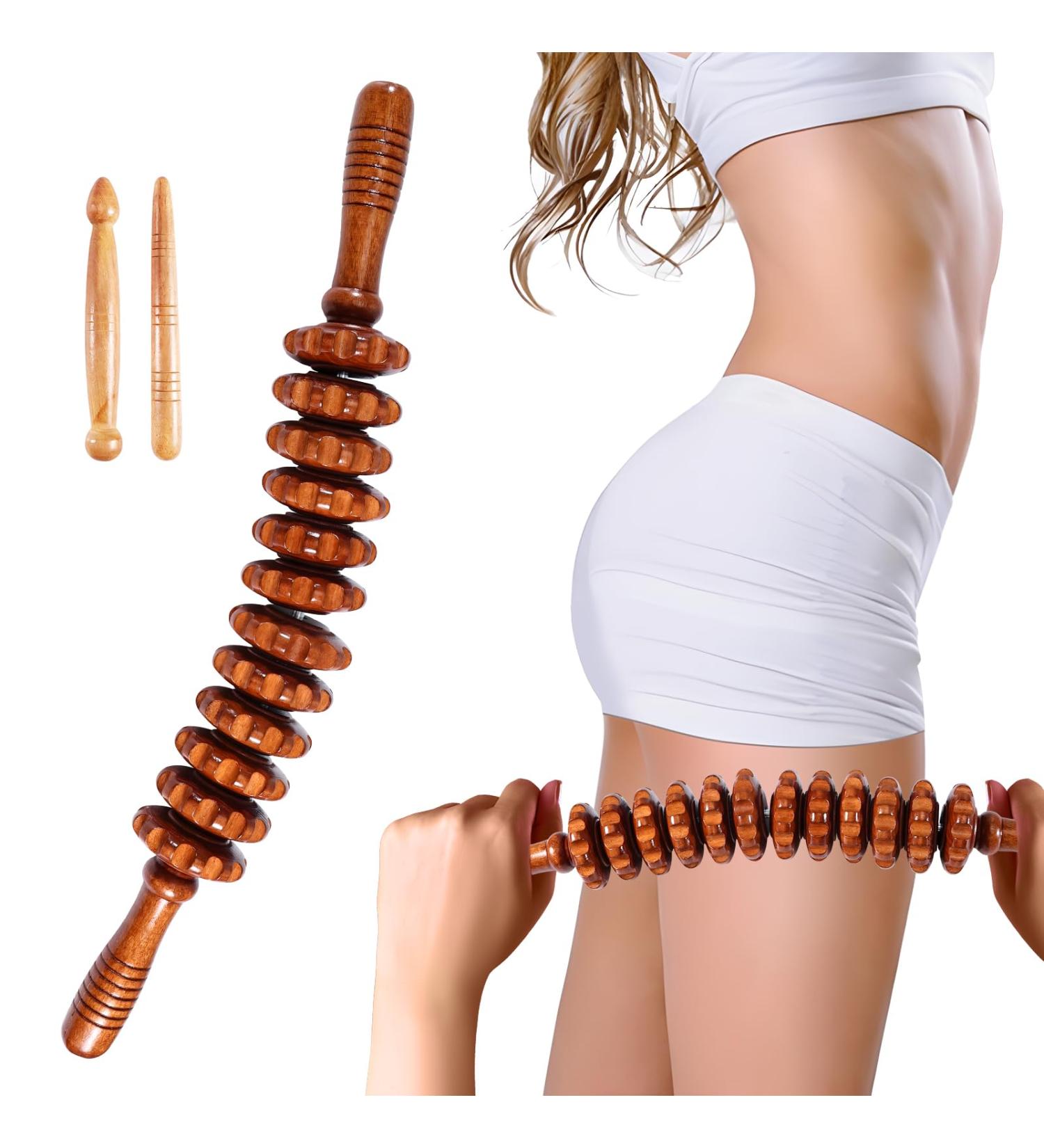 Joycabin Wood Massage Roller | Fascia Roll for Neck Back & Legs | Muscle Relaxation & Body Shaping Tool - Buy Online on GoSupps.com
