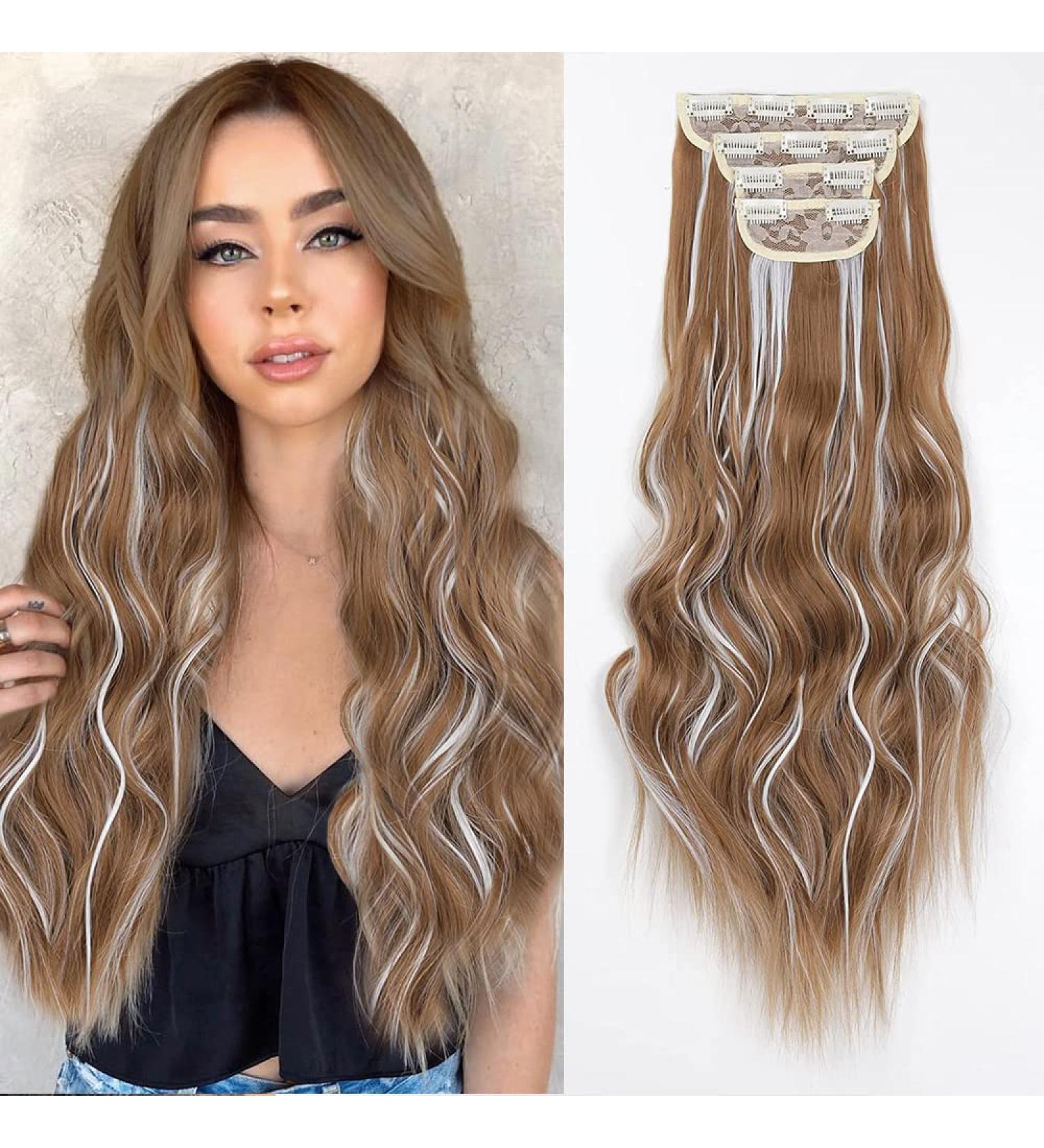 Buy Yddm 24-Inch Wavy Hair Extensions - Clip-In Synthetic Hair - Full Head 4PCS - Affordable Realistic Look for Women 27H60# - Buy Online on GoSupps.com