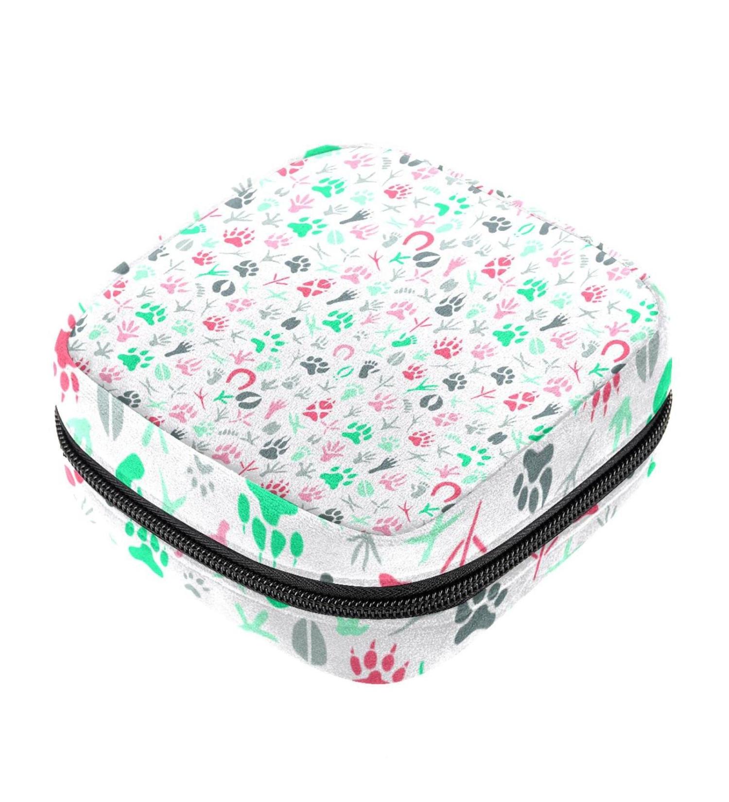 Portable Period Kit Bag | Feminine Product Pouch for Girls | Birds & Animal Paw Prints | Multicolored | HomeDecorZone - Buy Online on GoSupps.com