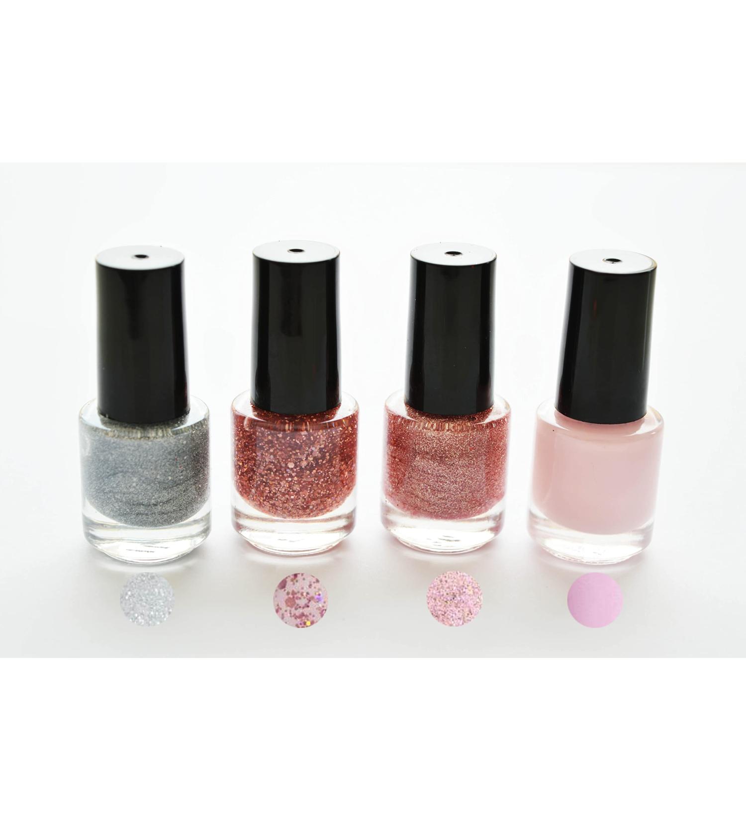 Gel Nail Polish UV CANNI 5ml Mini Set of 4 Glitter Pinks - Soak Off Base Top Colour Coat Manicure Acrylic Gifts Women Nails Set 5 - Buy Online on GoSupps.com