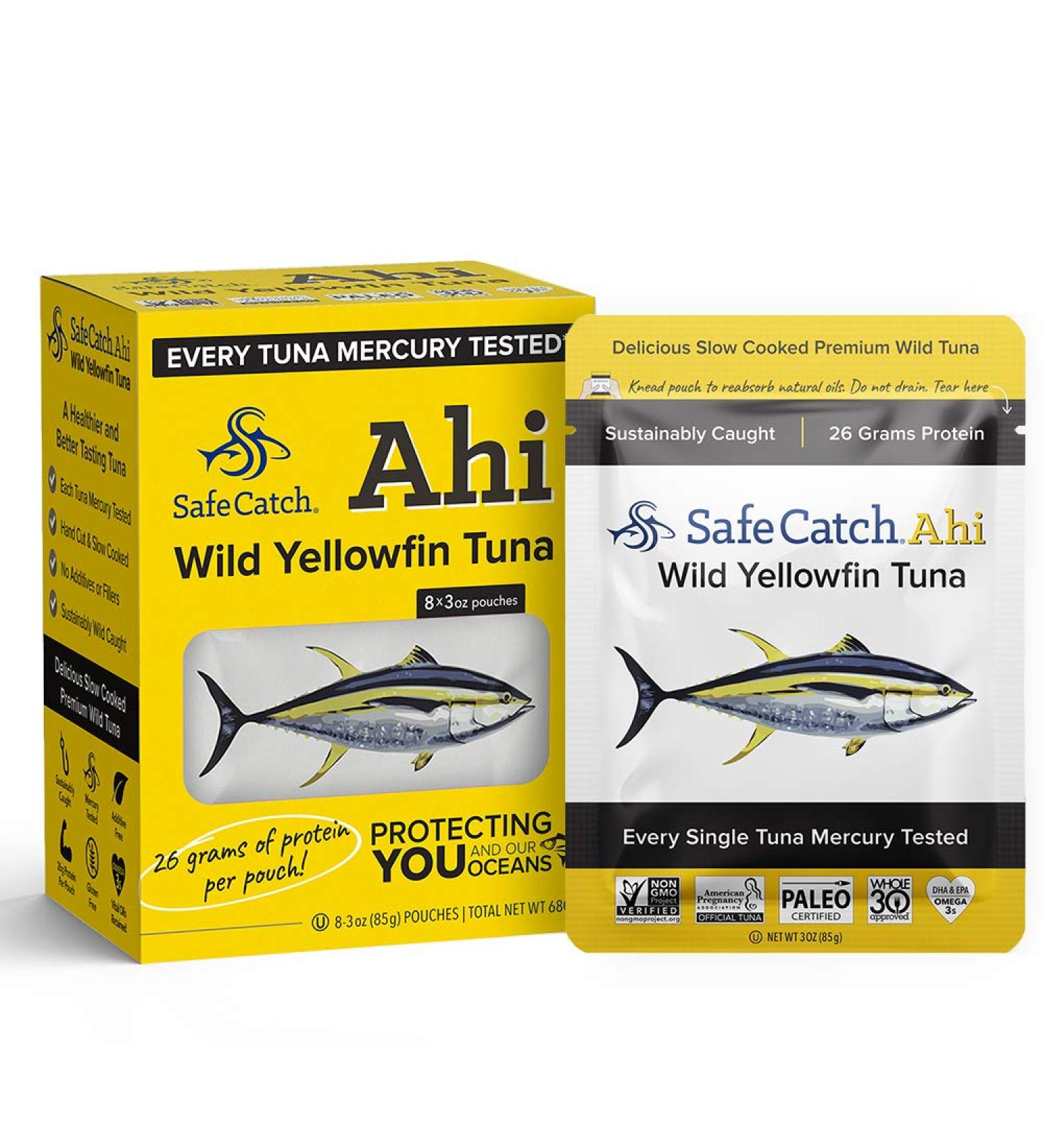 Safe Catch Ahi Wild Yellowfin Tuna Fish Pouch 3oz 8 Pack - Low Mercury, Gluten-Free, Paleo, Keto, Whole30 Approved & High-Protein - Buy Online on GoSupps.com