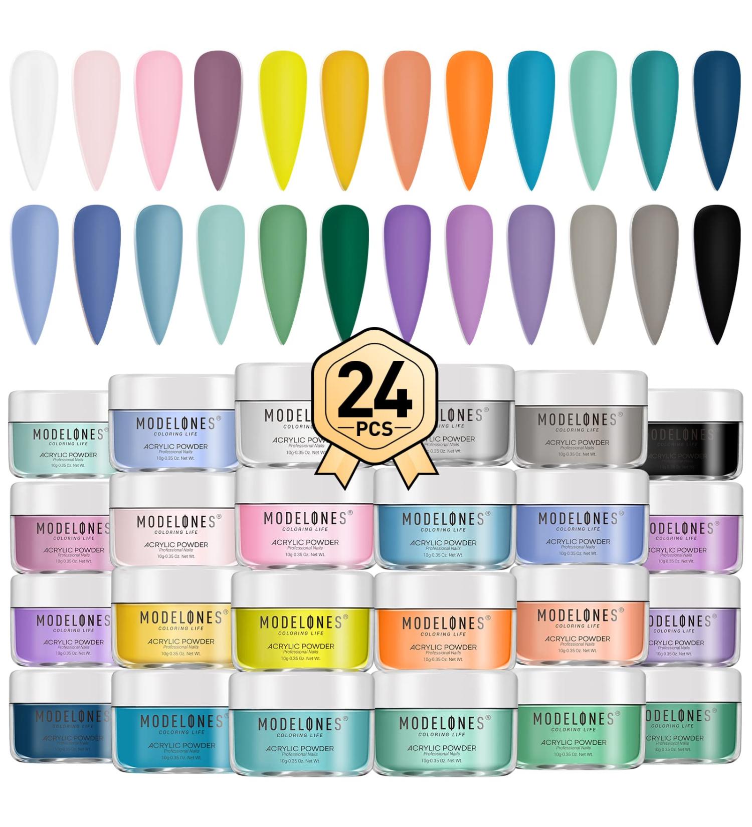 Modelones 24 Colors Acrylic Nail Powder Set - Summer Series for 3D Carving & Nail Extension - French Nail Gift for Women - Buy Online on GoSupps.com
