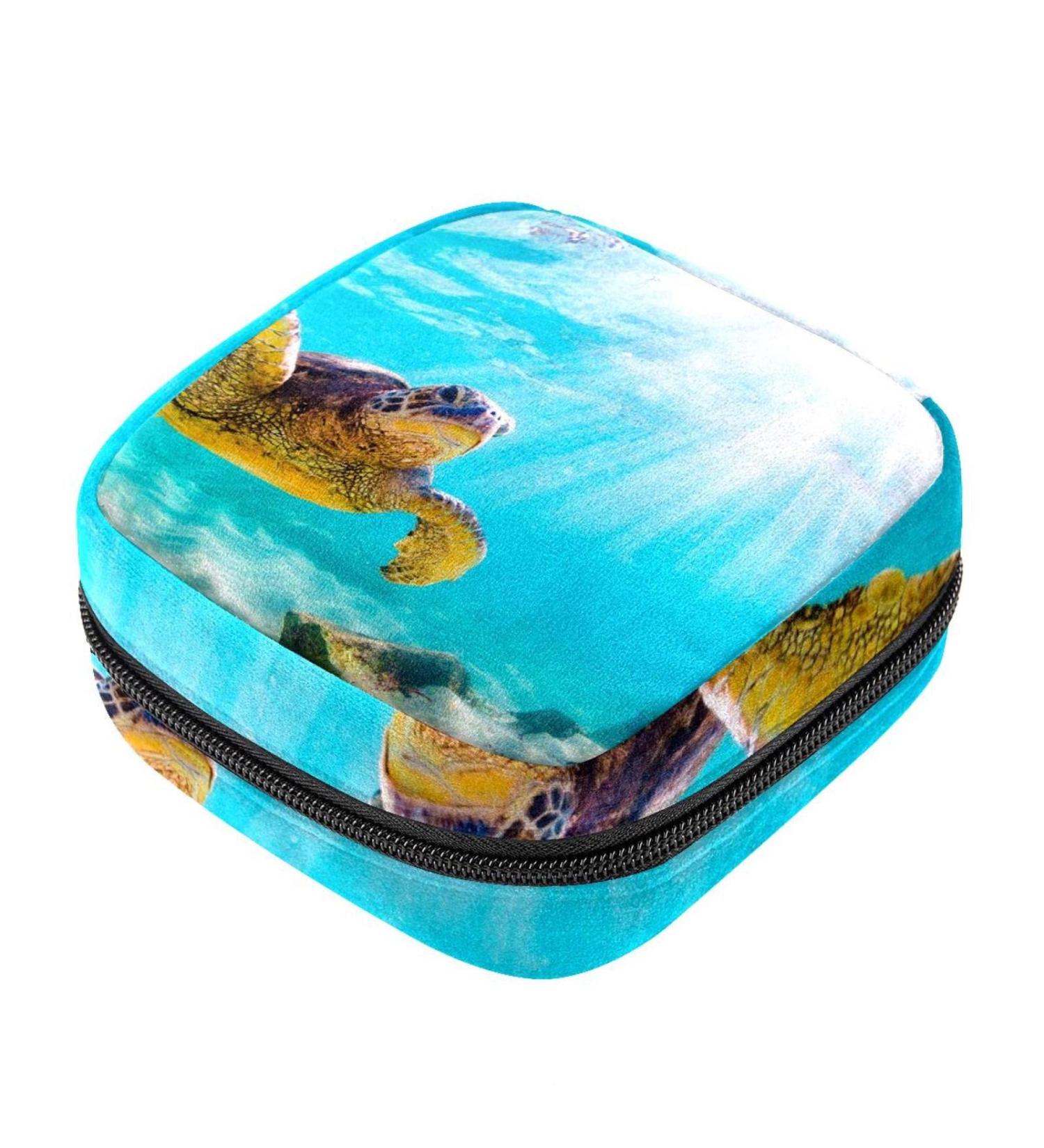Womens Napkin Storage Bag - Hawaiian Green Sea Turtle Design | Portable Menstrual Cup & Bandages Organizer - Buy Online on GoSupps.com