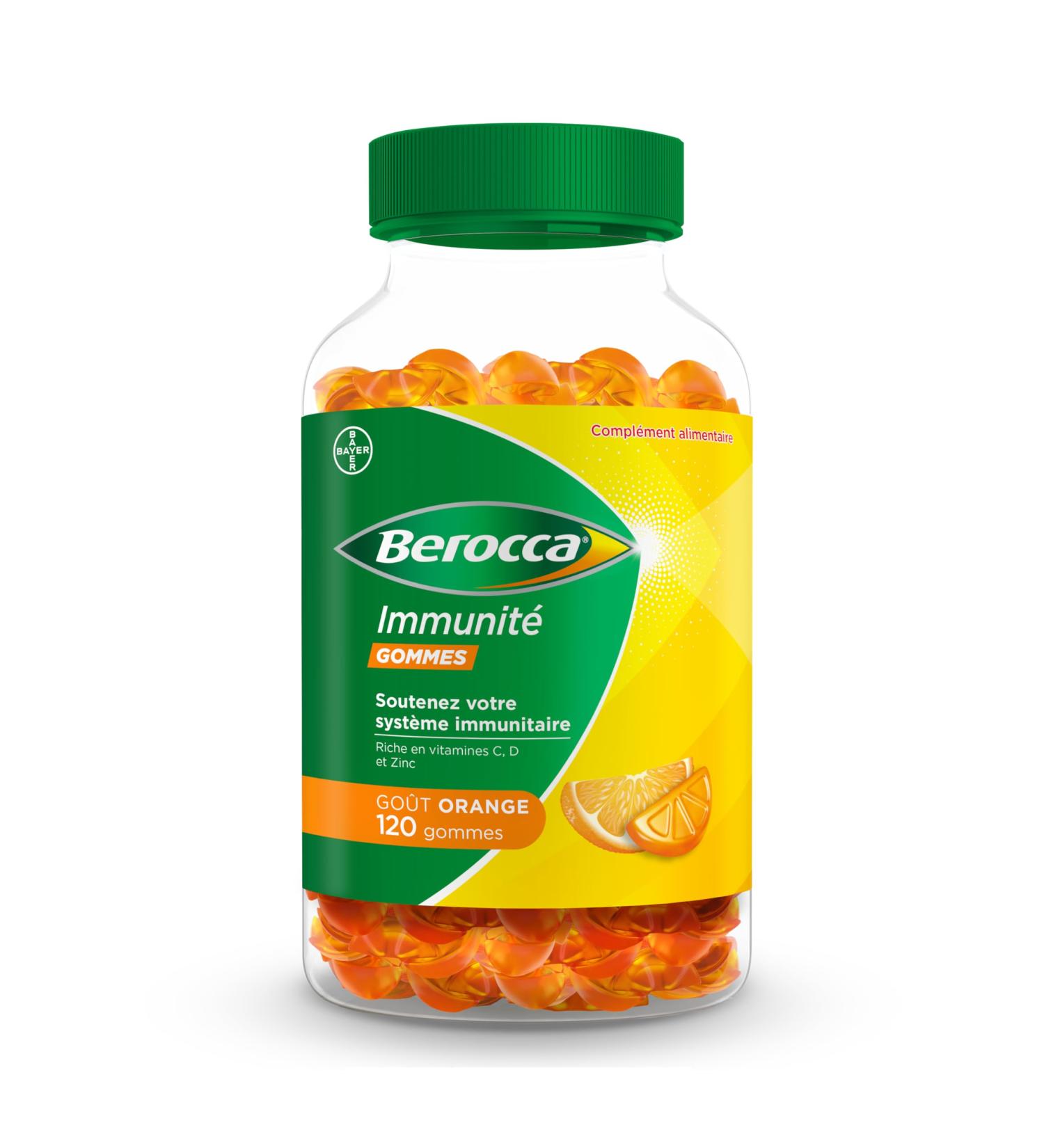 Berocca Immunity Gums - Multivitamin Dietary Supplement - 8 Vitamins and Minerals - Including Vitamin C D and Zinc - Supports Immunity in Everyday Life - Orange Flavor 120 Gums - Buy Online on GoSupps.com