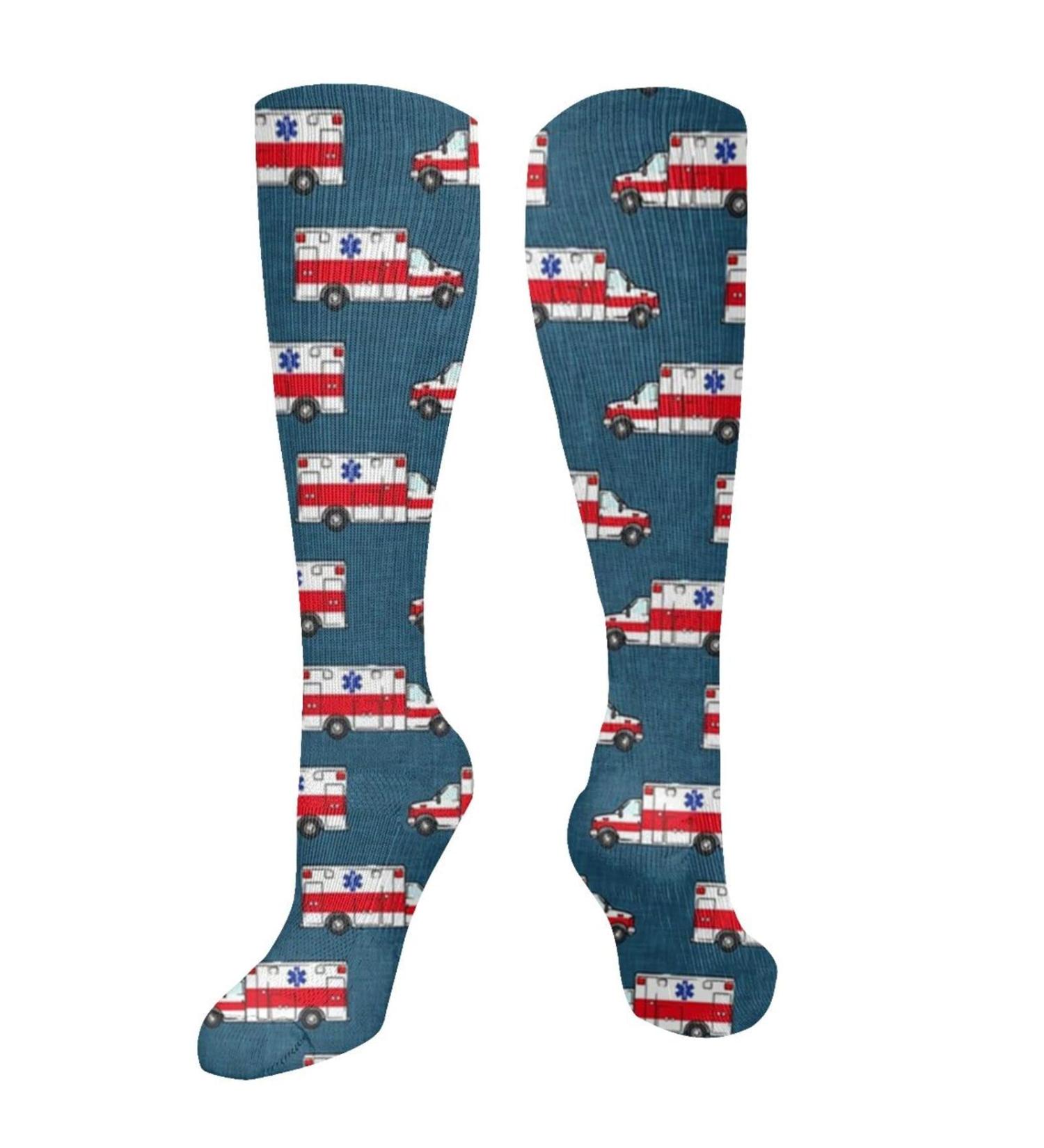 Ambulance EMS Compression Socks for Men & Women - 15-20 mmHg Support for Running & Cycling - Star of Life Design - Buy Online on GoSupps.com