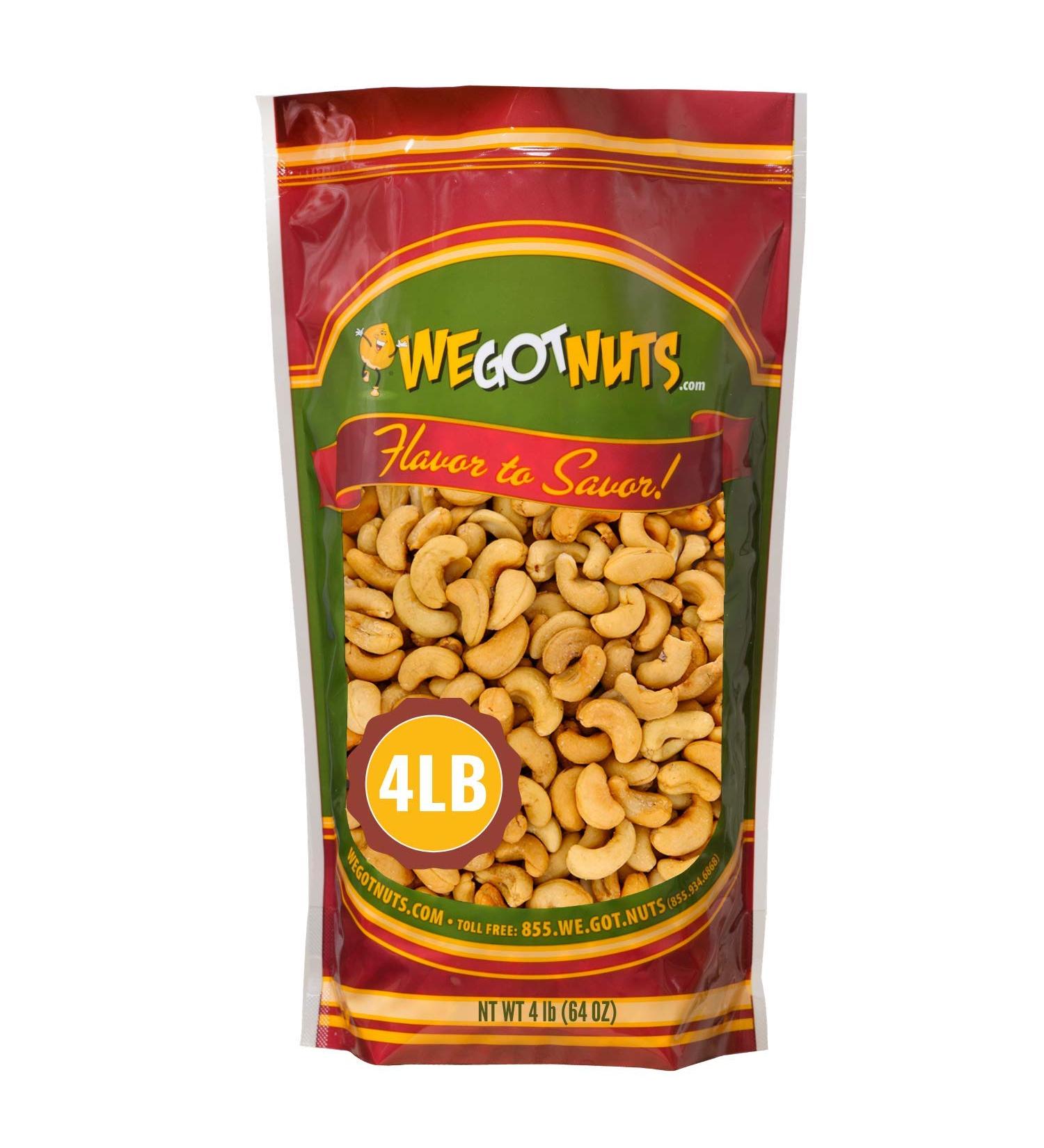 Premium Quality Kosher Dry Roasted Cashews - 4 lbs - Gourmet Snack by We Got Nuts - Buy Online on GoSupps.com