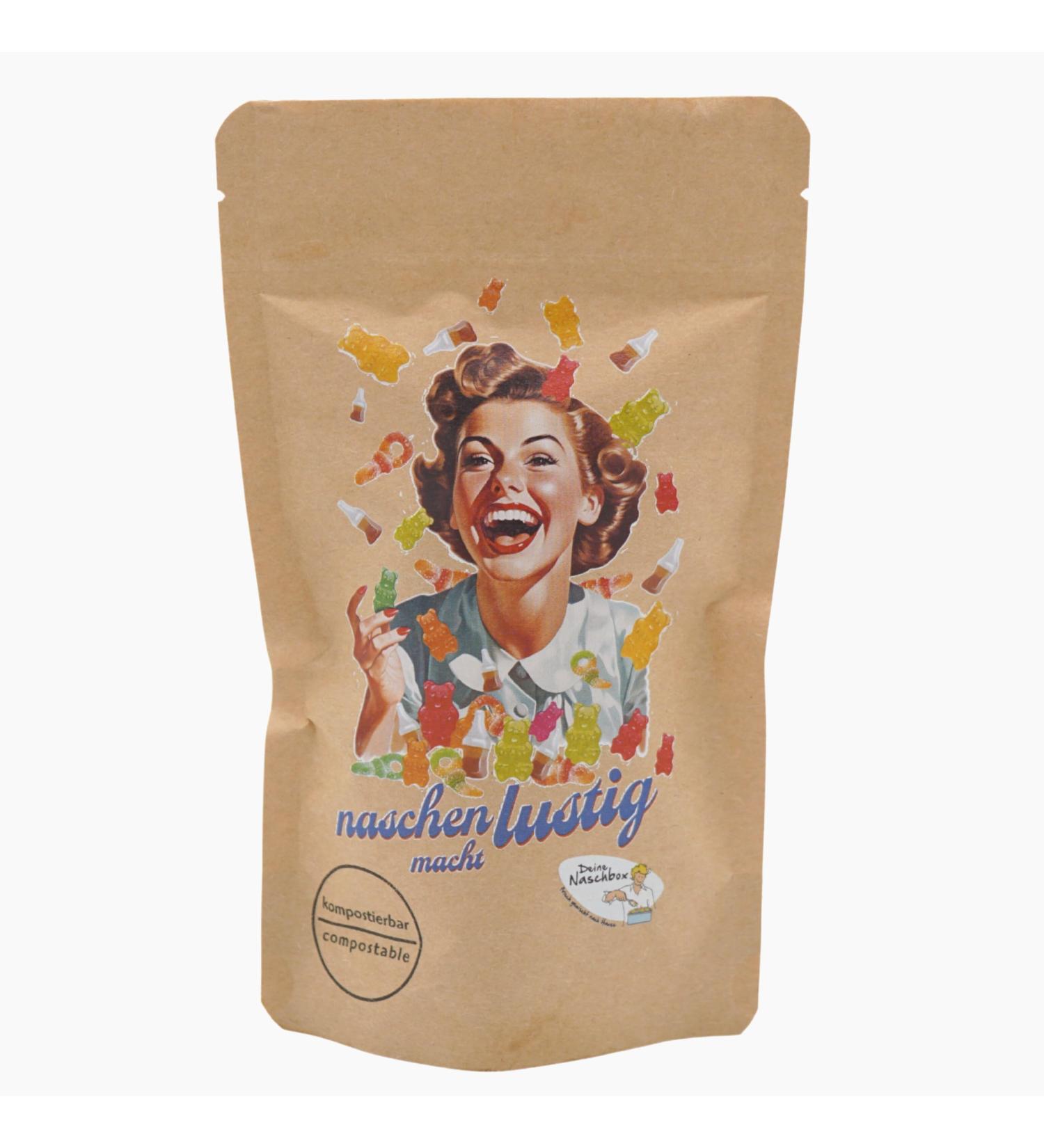 Your Naschbox | Compostable Snack Bag S | 150g Sugar-Free Fruit Rubber Hearts | Great Motifs for International Shipping - Buy Online on GoSupps.com