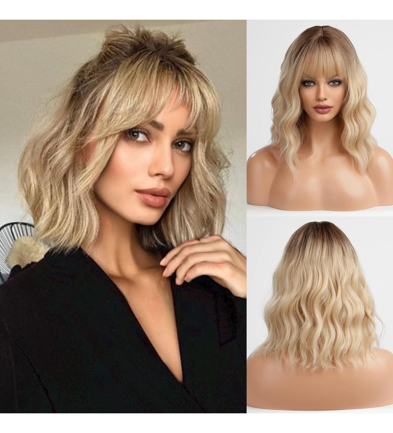 Haircube Dark Green Short Bob Wig with Bangs - Heat-Resistant Synthetic Fiber for Party Cosplay and Daily Wear - Buy Online on GoSupps.com