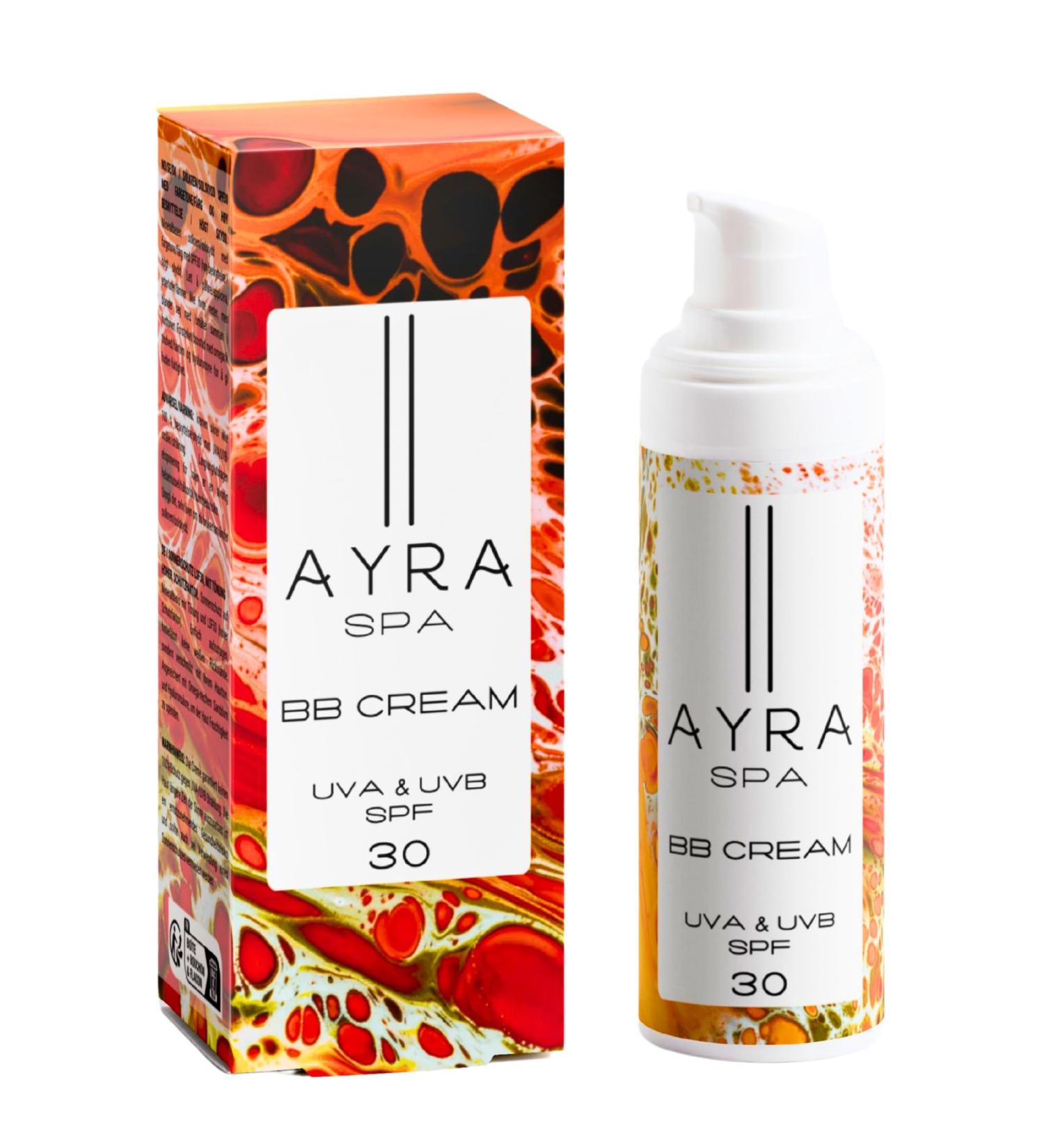 AYRA SPA - BB Cream SPF 30 | Moisturizing Tinted Sunscreen | Universal Tint | Long-Lasting Lightweight & Easily Spreadable | VEGAN Cruelty Free & 98% Natural | COSMOS Certified - Buy Online on GoSupps.com