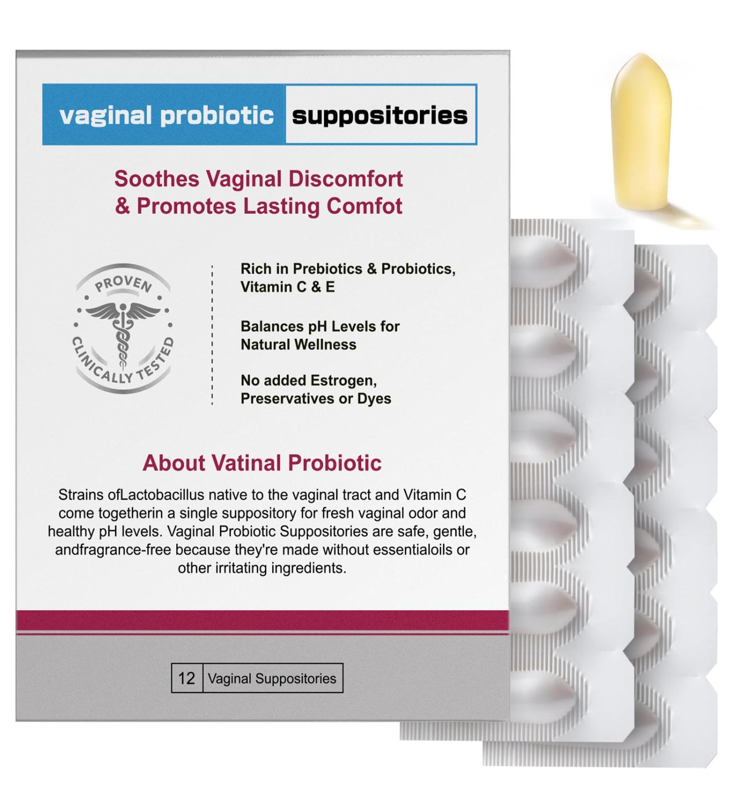Nahid Vaginal Probiotic Suppositories - Natural Plant-Based Hyaluronic Acid Prebiotic with Vitamin C & E PH Balance & Odor Relief (12 Inserts - Buy Online on GoSupps.com