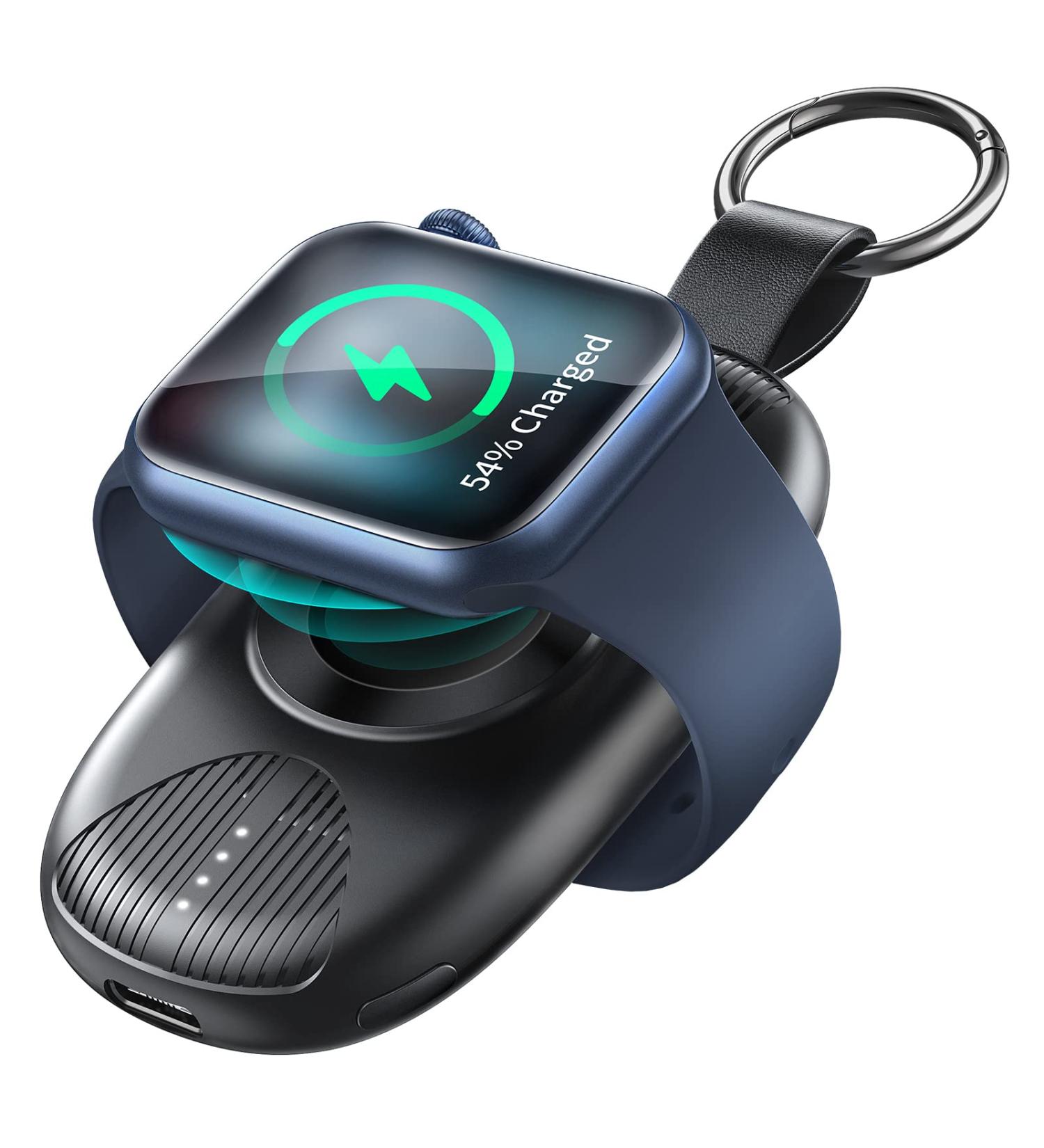 Apple Watch Portable Charger - 1000mAh Magnetic Keychain Power Bank with 4 LED Indicators | Compatible with All Apple Watch Series | Black - Buy Online on GoSupps.com