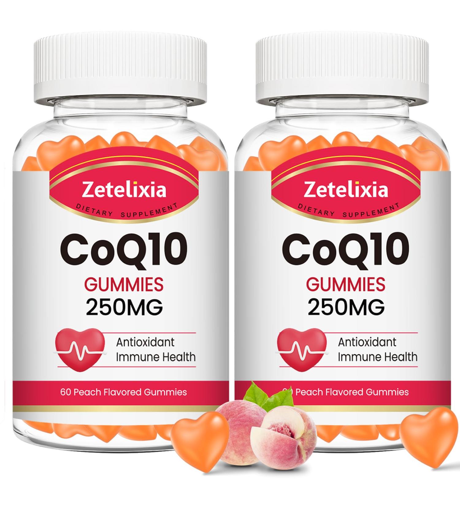 2 Pack CoQ10 Gummies, 5X Better Absorption Coenzyme Q10 for Cellular Energy and Antioxidant Support, 120 Peach Gummies 60 Count (Pack of 2) - Buy Online on GoSupps.com