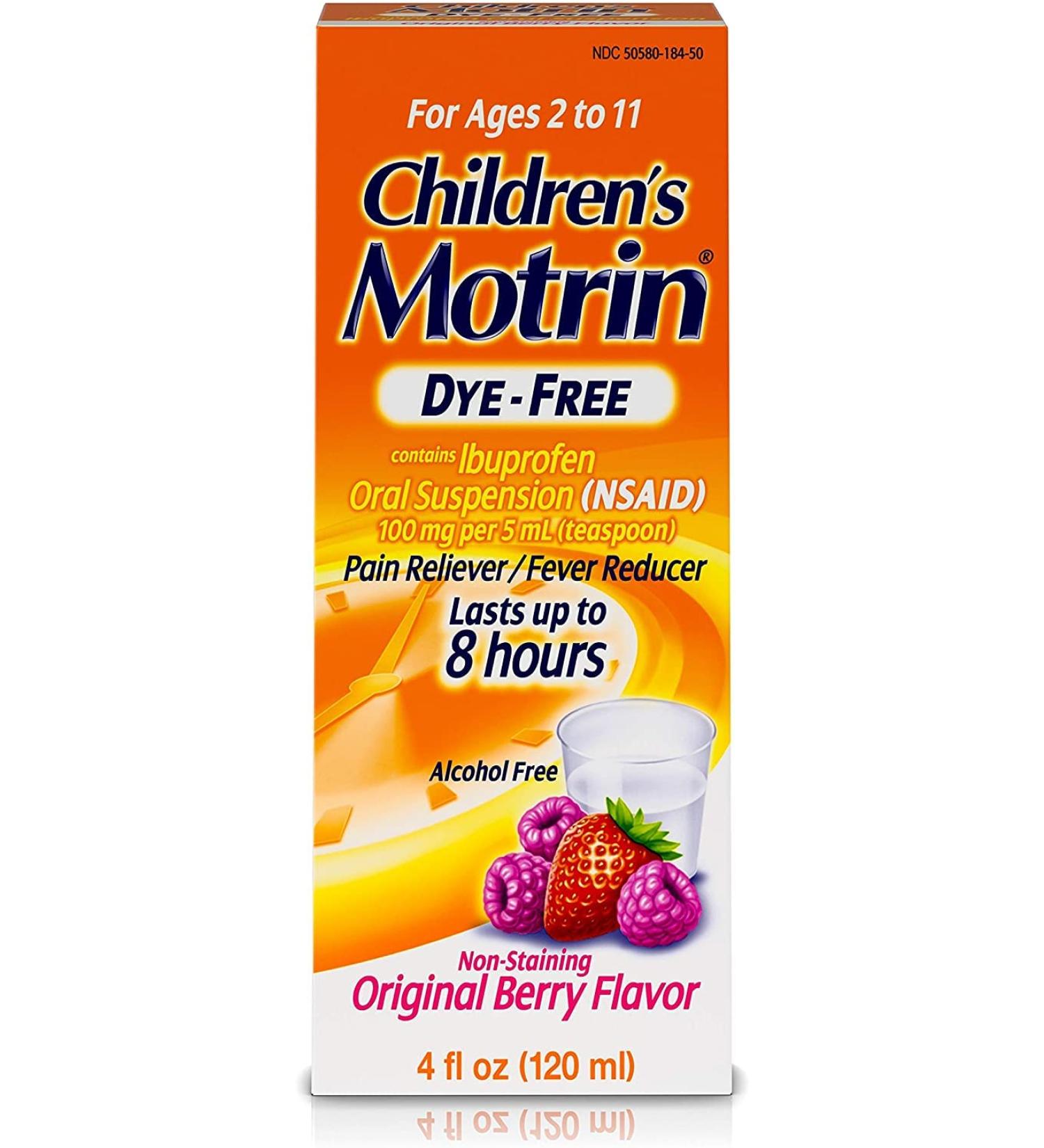 Motrin Children's Dye-Free Pain Reliever/Fever Reducer Original Berry Flavor 4 oz (2 Pack) - Buy Online on GoSupps.com