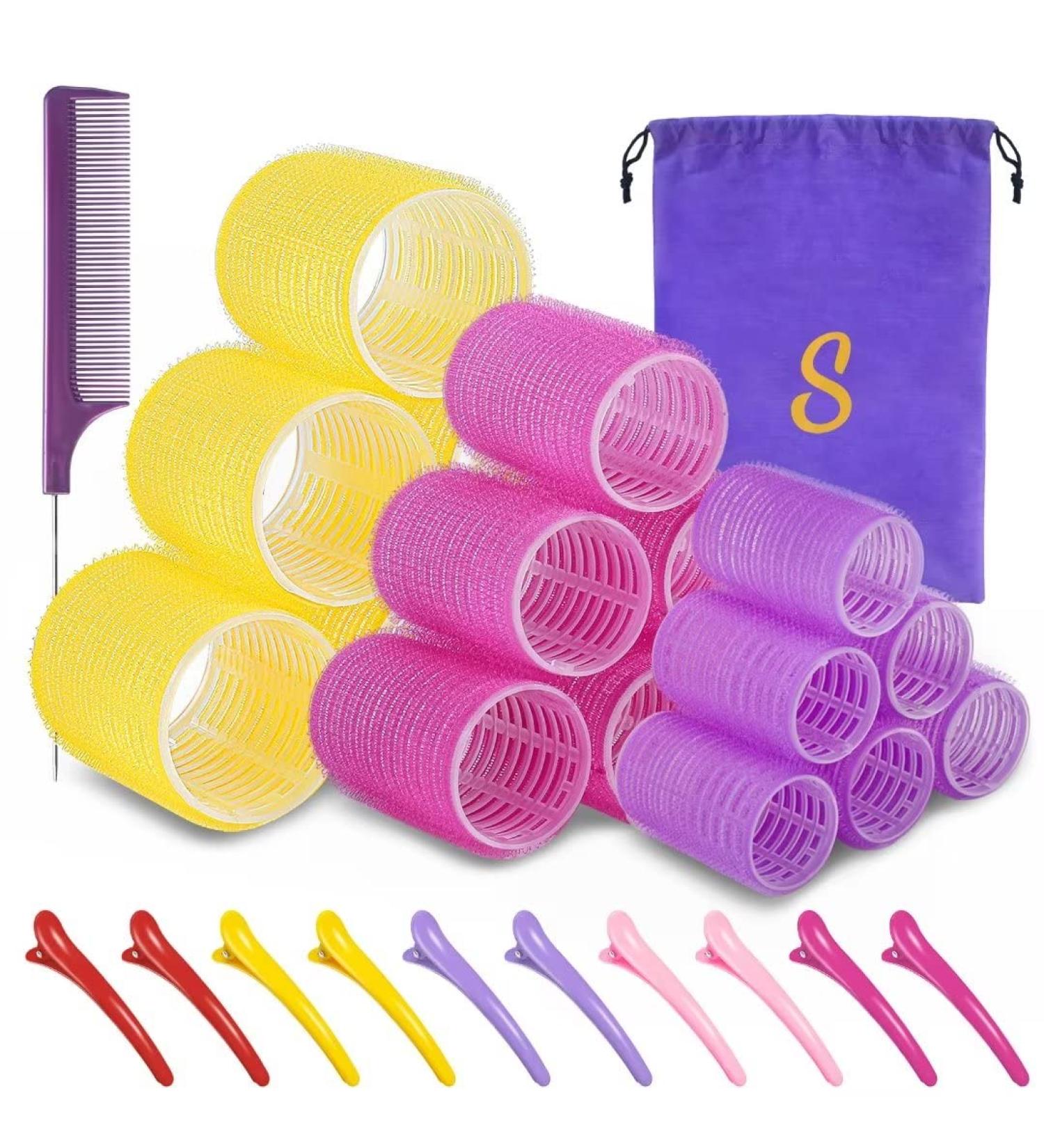 Self-Grip Hair Roller Set 18pcs | Heatless Hair Curlers for Long, Medium, Short Hair | Includes Roller Clips & Comb | Salon-Quality DIY Hair Styles | Sungenol 3 - Buy Online on GoSupps.com