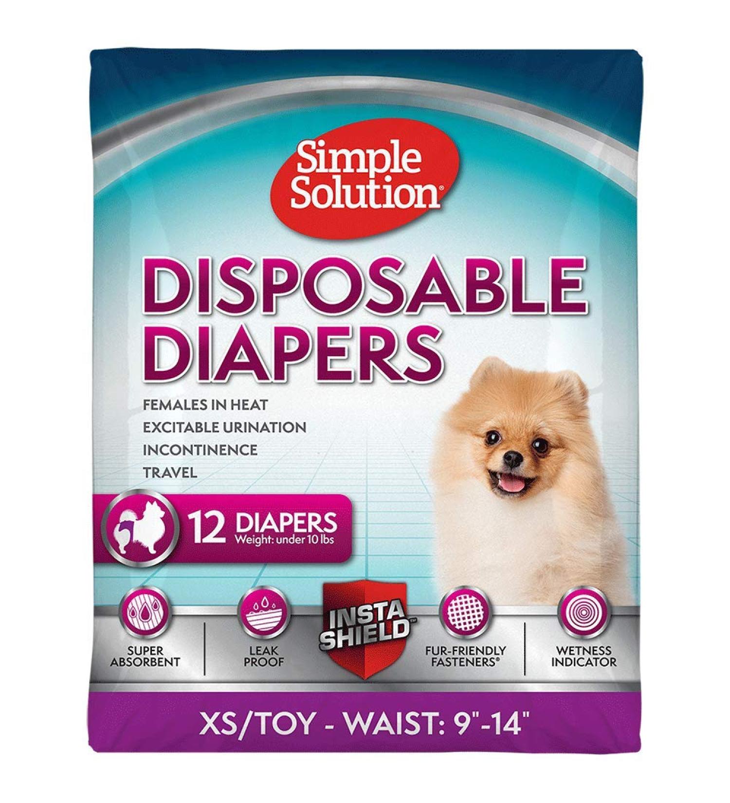 Simple Solution True Fit One-Way Dog Diapers for Bitches - Super Absorbent XS/Toys 12 Count | Best International Shipping - Buy Online on GoSupps.com