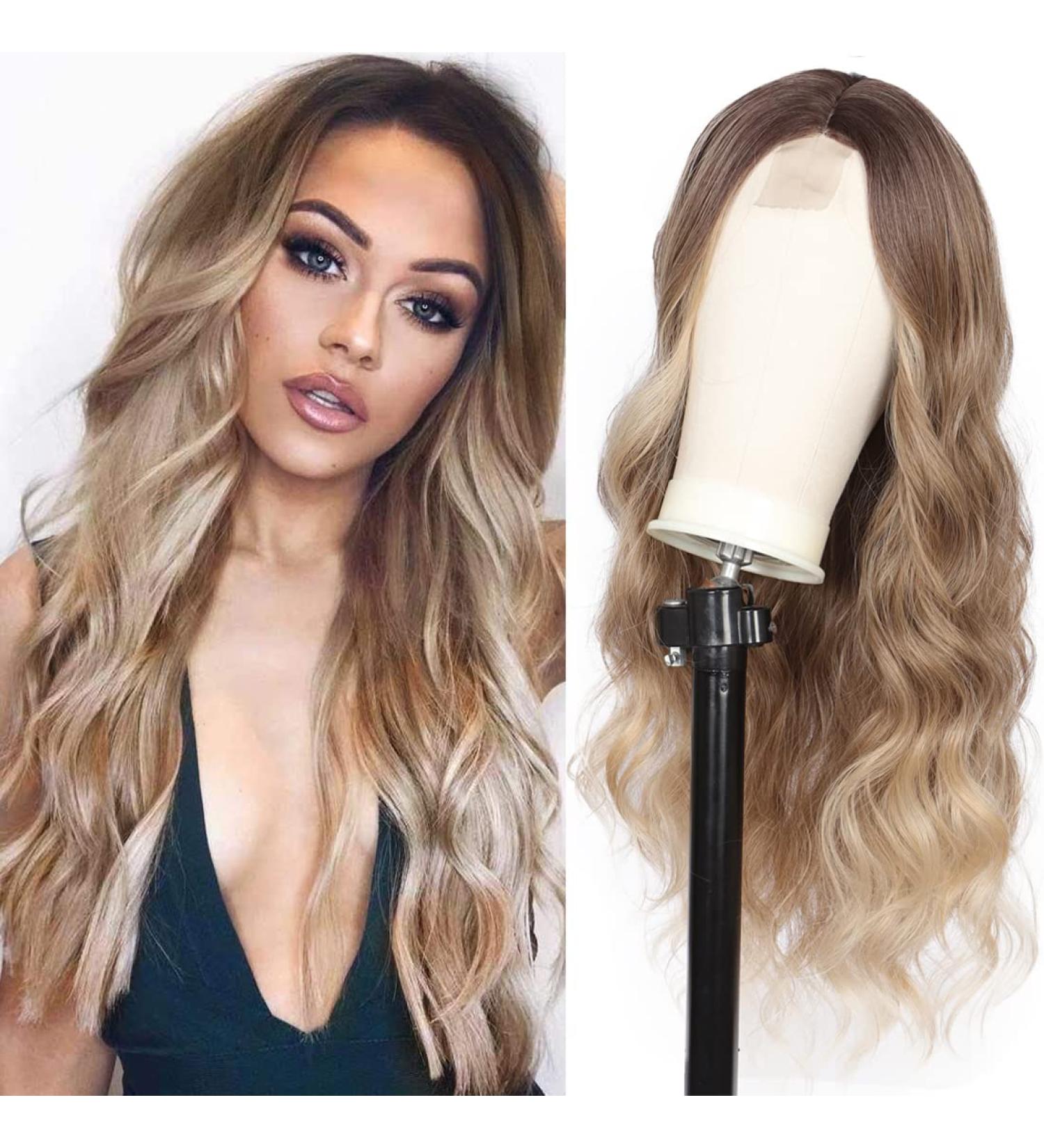 Kalyss 28 Ombre Ash Blonde Curly Wavy Lace Front Wig - Natural Look - Buy Online on GoSupps.com