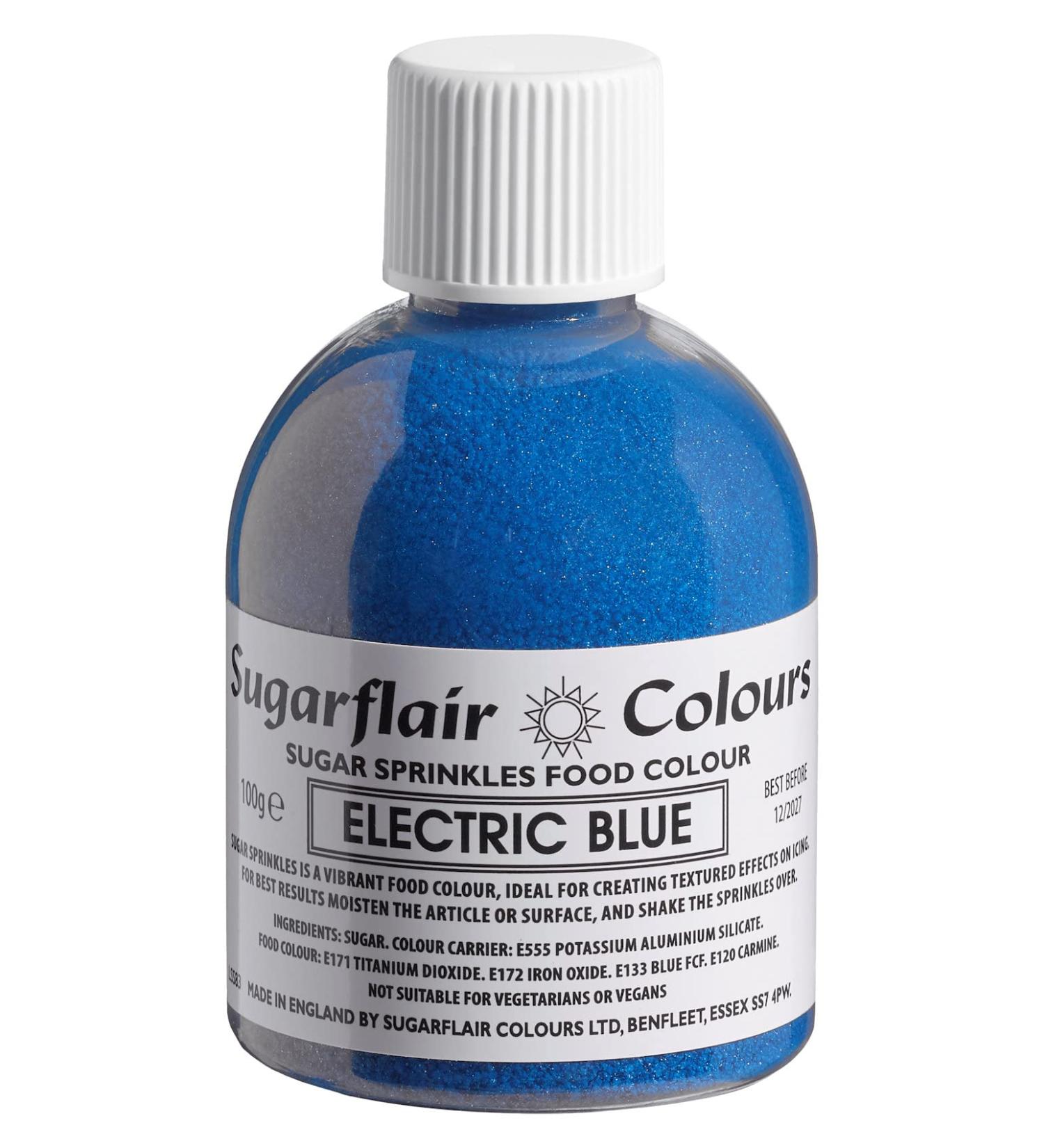 Sugarflair Electric Blue Edible Glitter Sugar Sprinkles - for Cake Decorating Sprinkle on Cakes Cupcakes Treats Desserts Ice Cream and Deserts - 100g