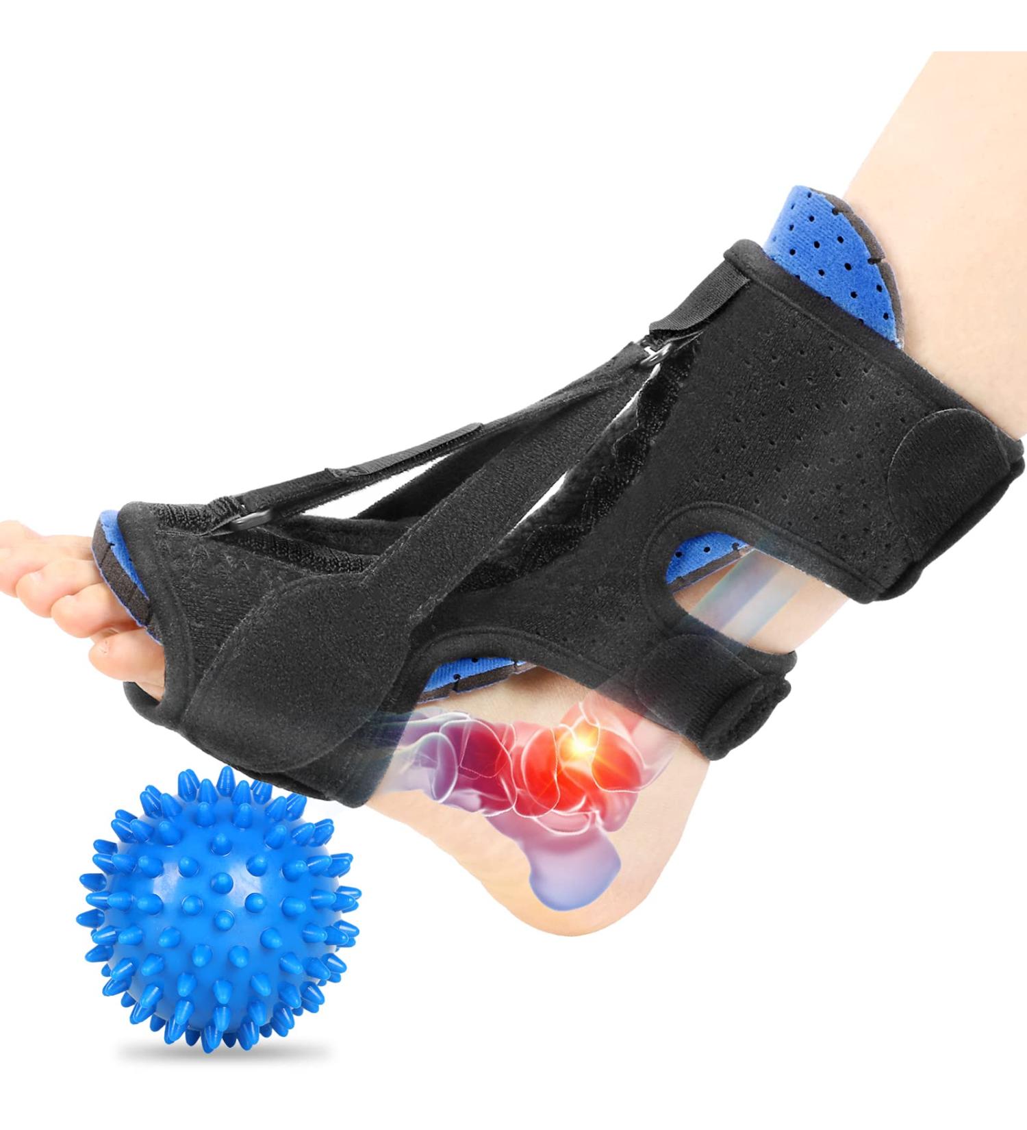 2022 Adjustable Plantar Fasciitis Night Splint - Plantar Fasciitis Relief for Foot Drop, Ankle Pain, Heel Pain, Achilles Tendonitis - 3 Fixing Straps - Buy Online on GoSupps.com