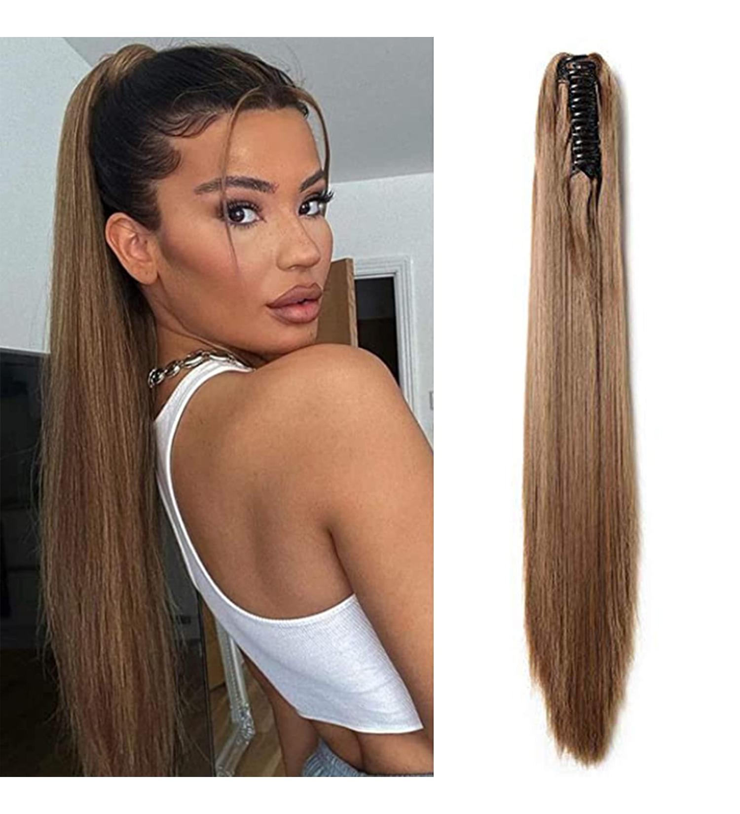 SEGO Ponytail Extension | Pfervie Hair Part Heat Resistant Top Hair Piece | Realistic White-Brown Smooth (21 / 53cm 140g) - Shop Internationally! - Buy Online on GoSupps.com