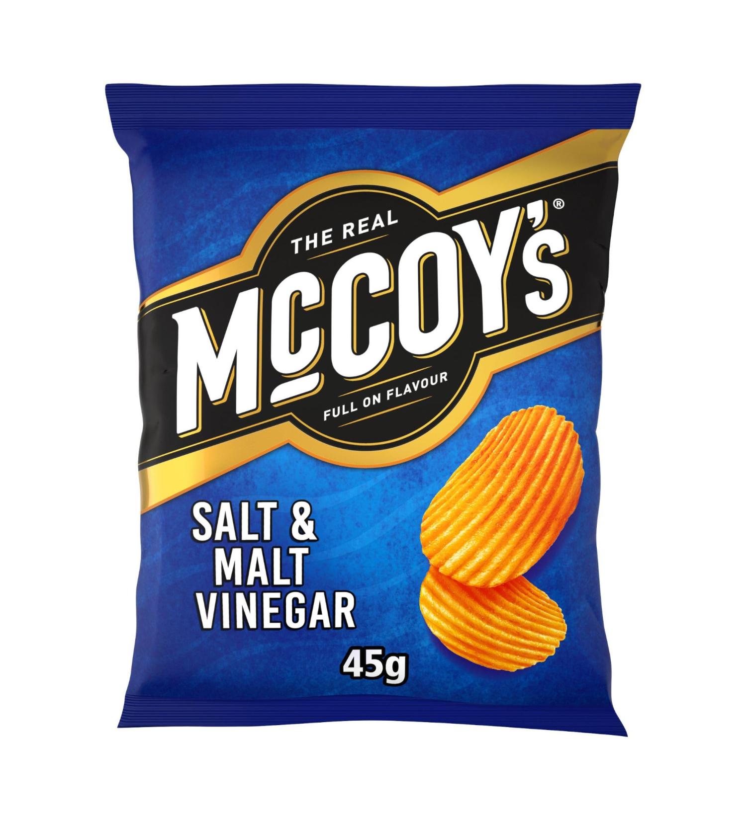 McCoy's Ridge Cut Salt & Malt Vinegar Potato Crisp 45g (24 Pack) - Buy Online on GoSupps.com
